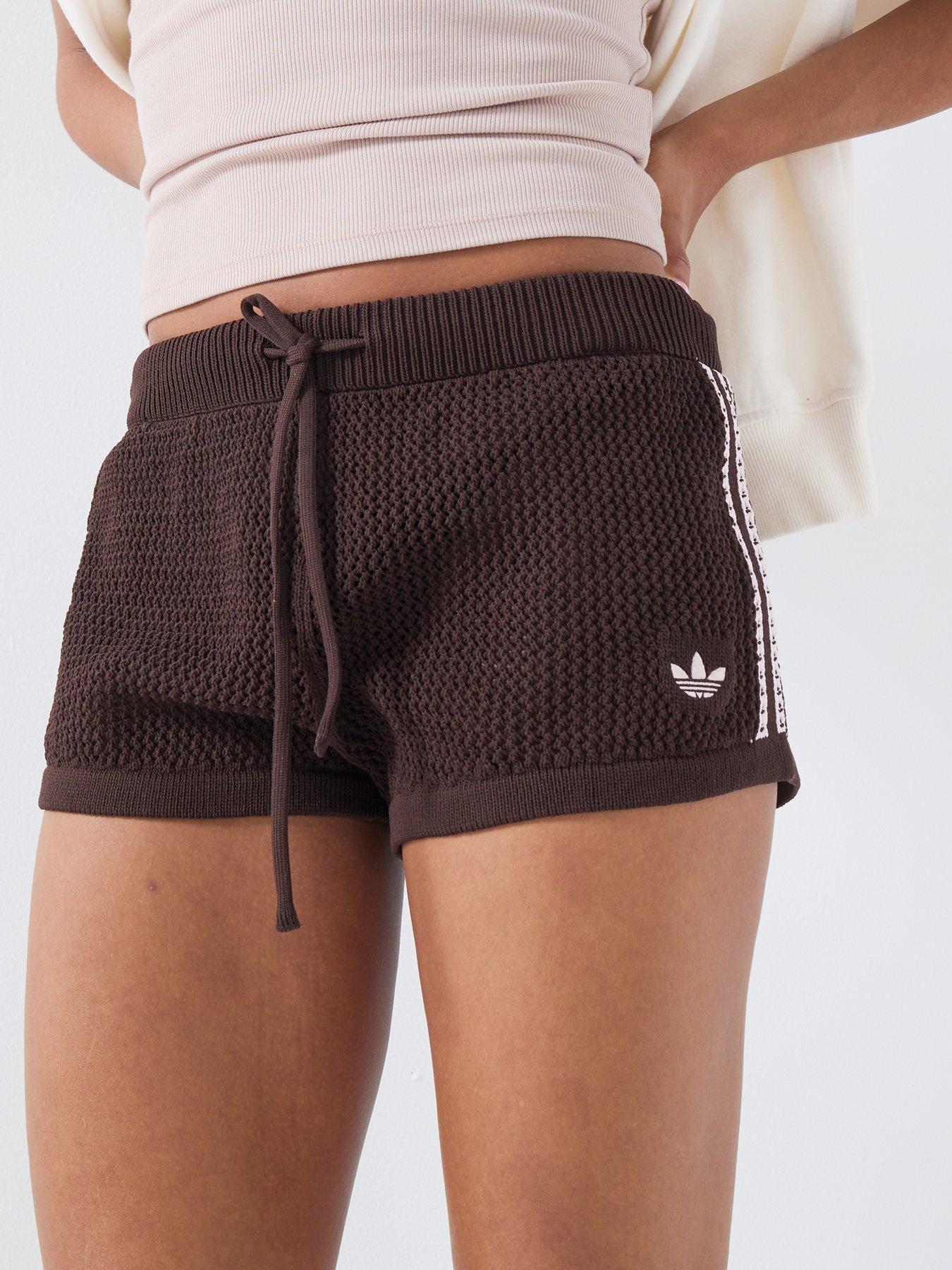 Image 4 of 6 of adidas Originals Women's Knitted Crochet Shorts - Brown
