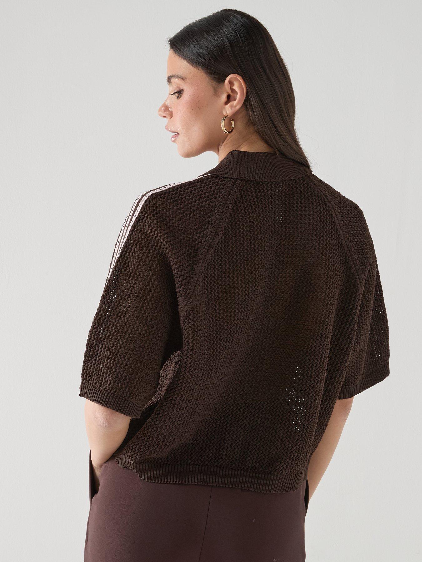 adidas Originals Women's Knitted Crochet Polo - Brown | Very