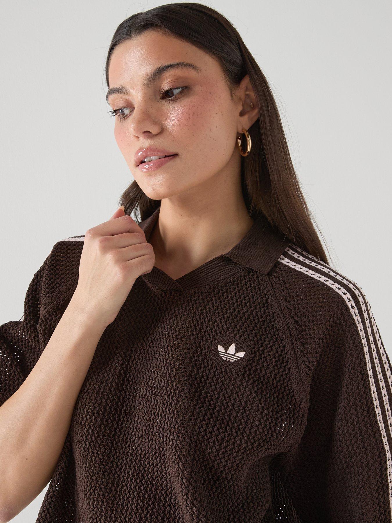 adidas Originals Women's Knitted Crochet Polo - Brown | Very
