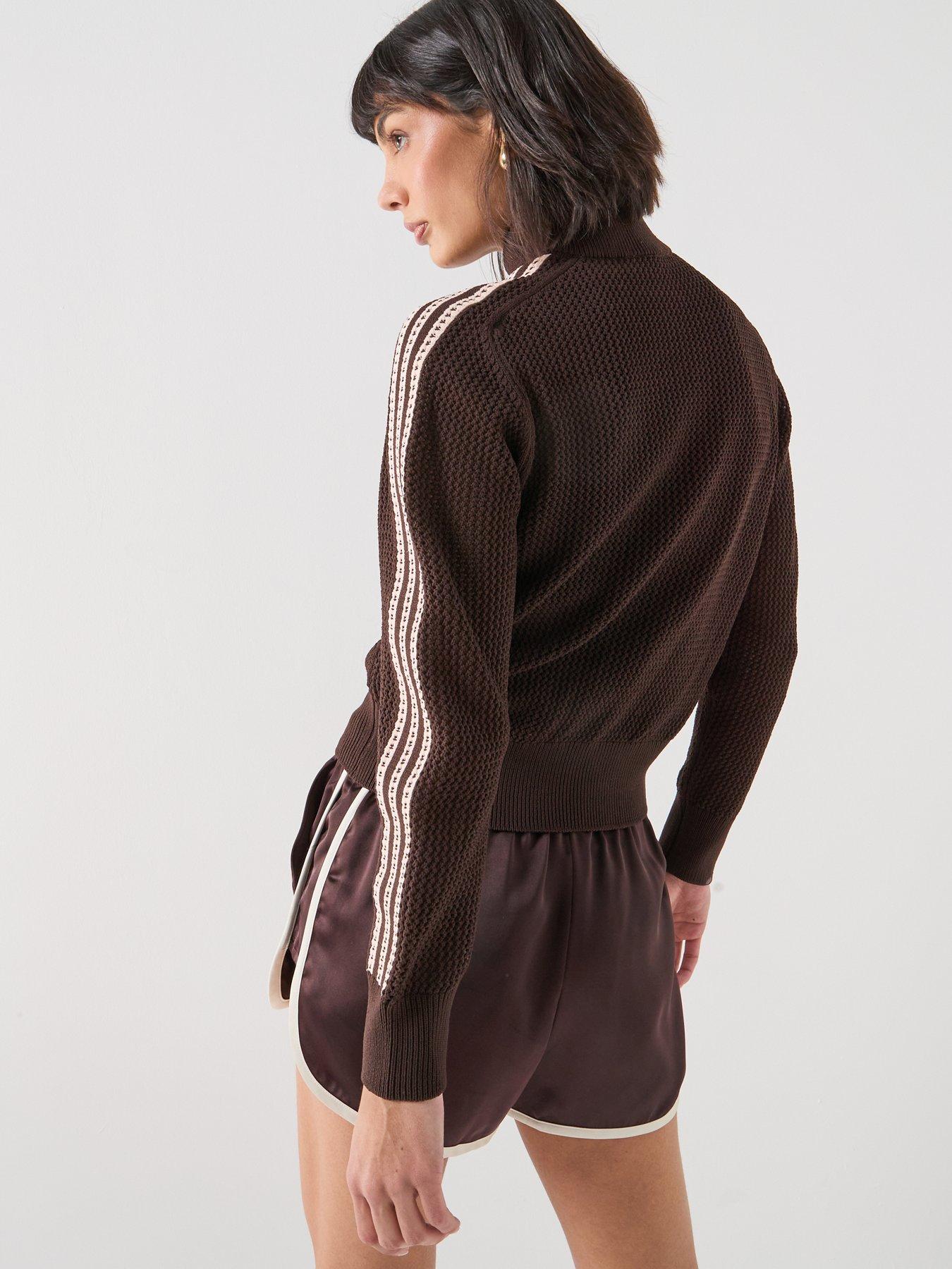 Image 2 of 6 of adidas Originals Women's Knitted Crochet Firebird Track Top - Brown