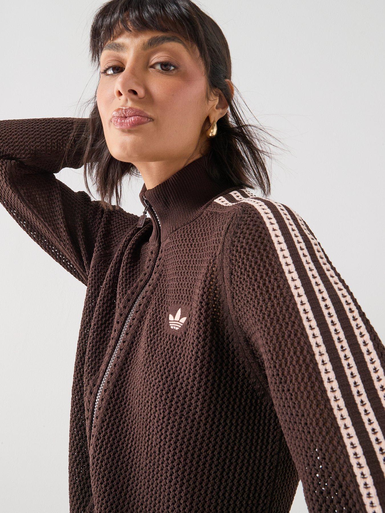 Image 4 of 6 of adidas Originals Women's Knitted Crochet Firebird Track Top - Brown