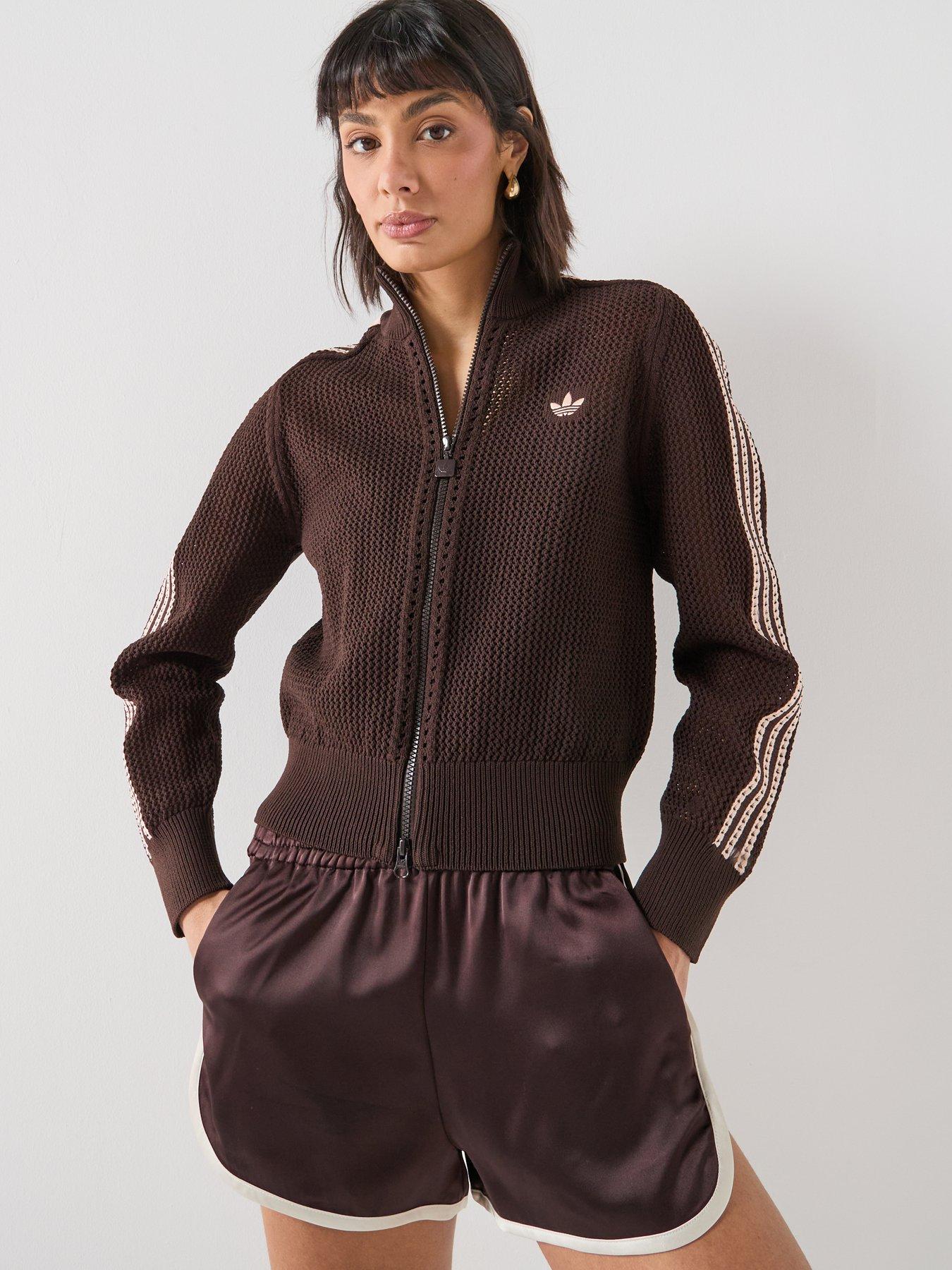 Image 6 of 6 of adidas Originals Women's Knitted Crochet Firebird Track Top - Brown