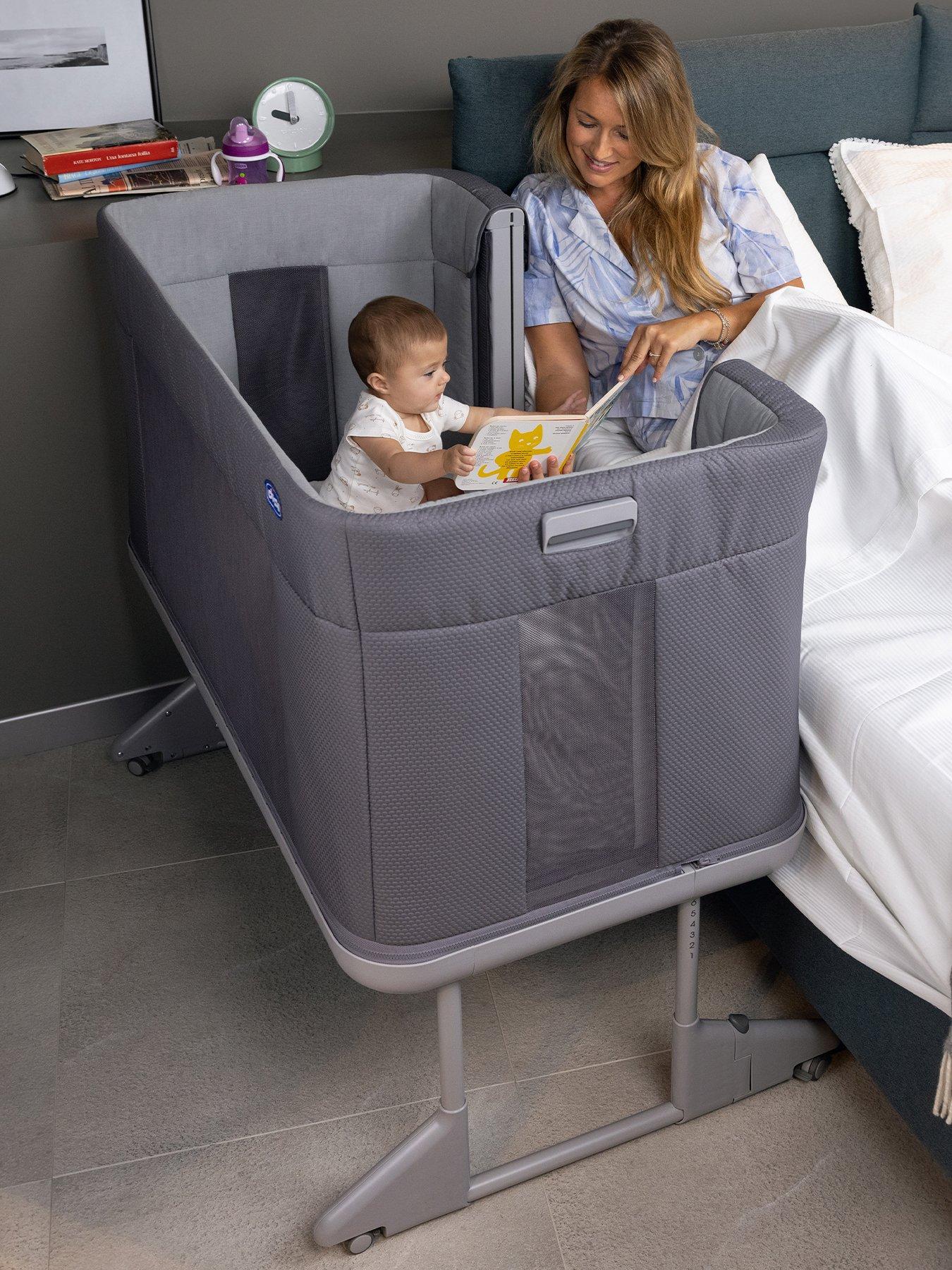 Chicco Next2Me Forever Bedside Crib with Adjustable Heights, Ash Grey