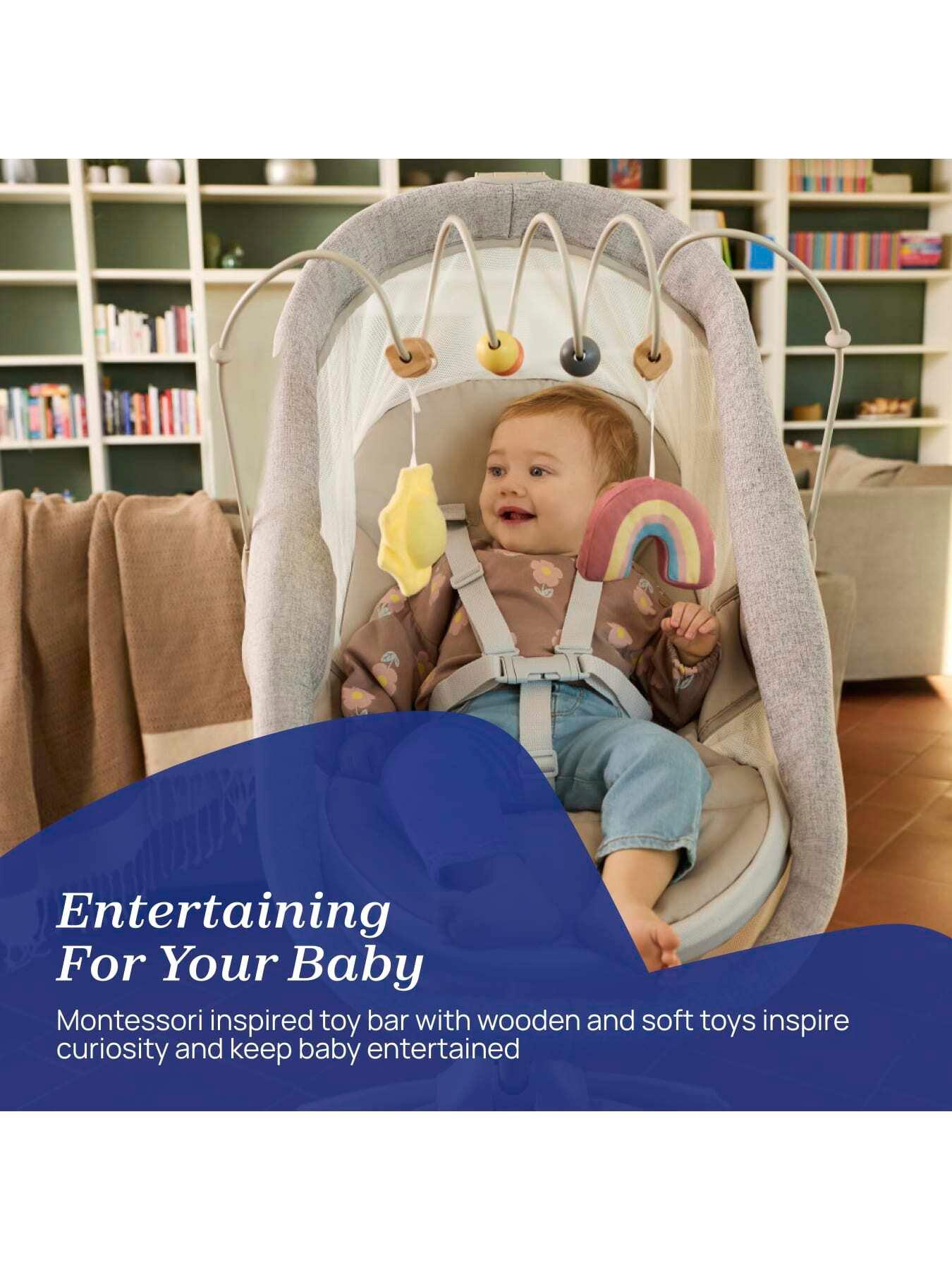 Image 6 of 8 of Chicco Baby Hug 4-in-1 Newborn Crib and Toddler Chair, Adjustable, Activity Bar