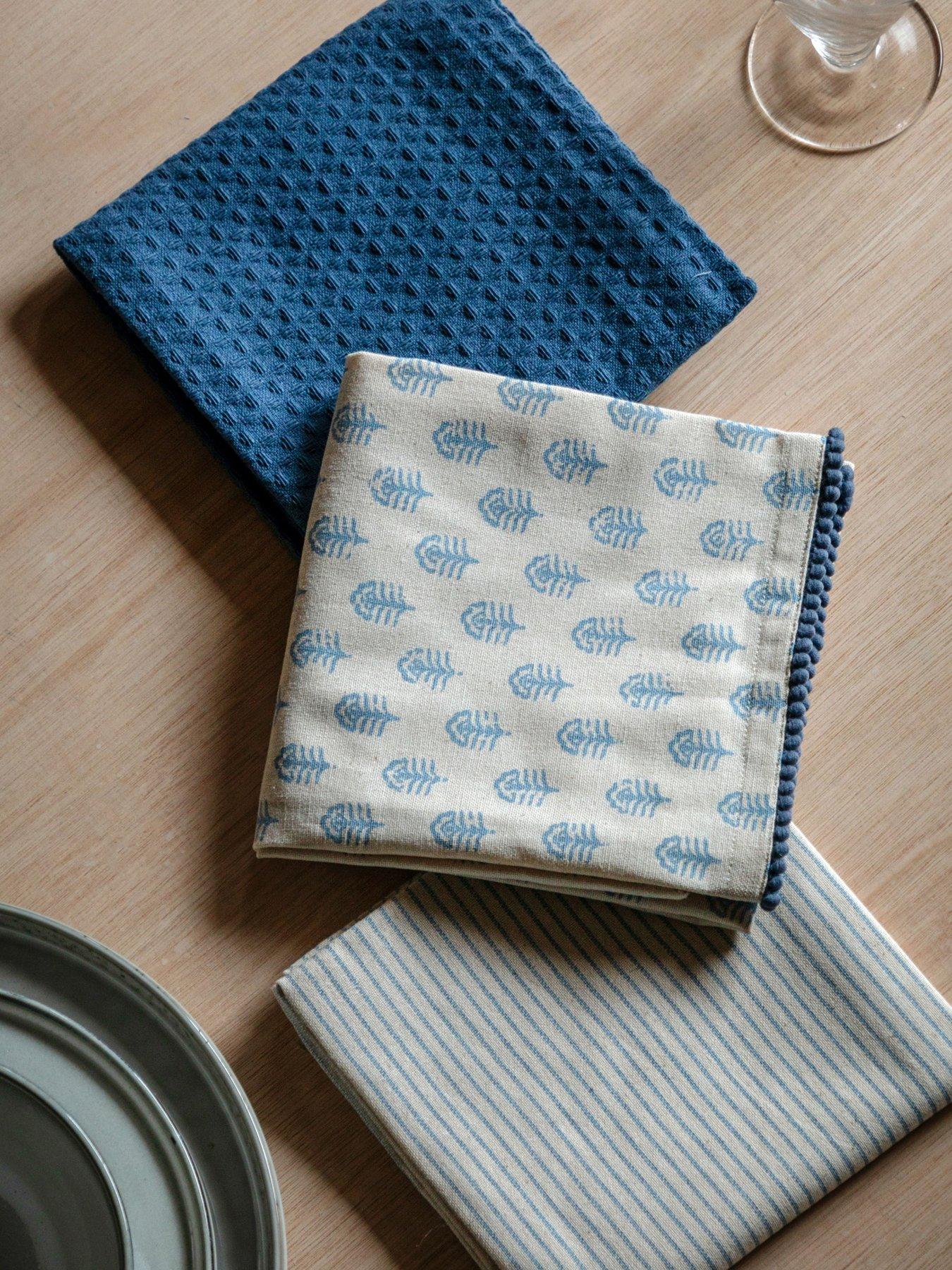 Gallery Direct Floral Stamp 3 Pack Tea Towel