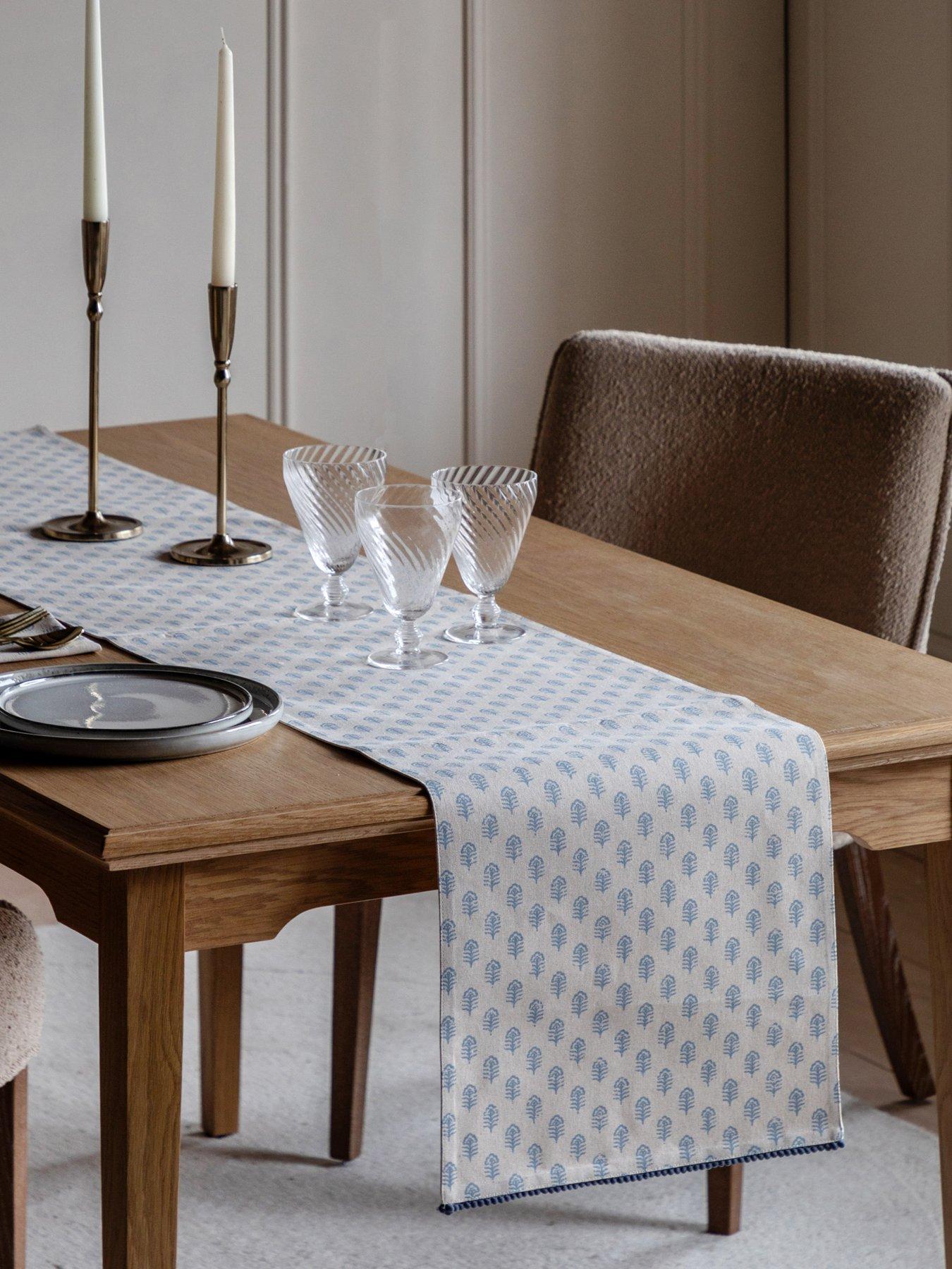 Gallery Direct Floral Stamp Table Runner