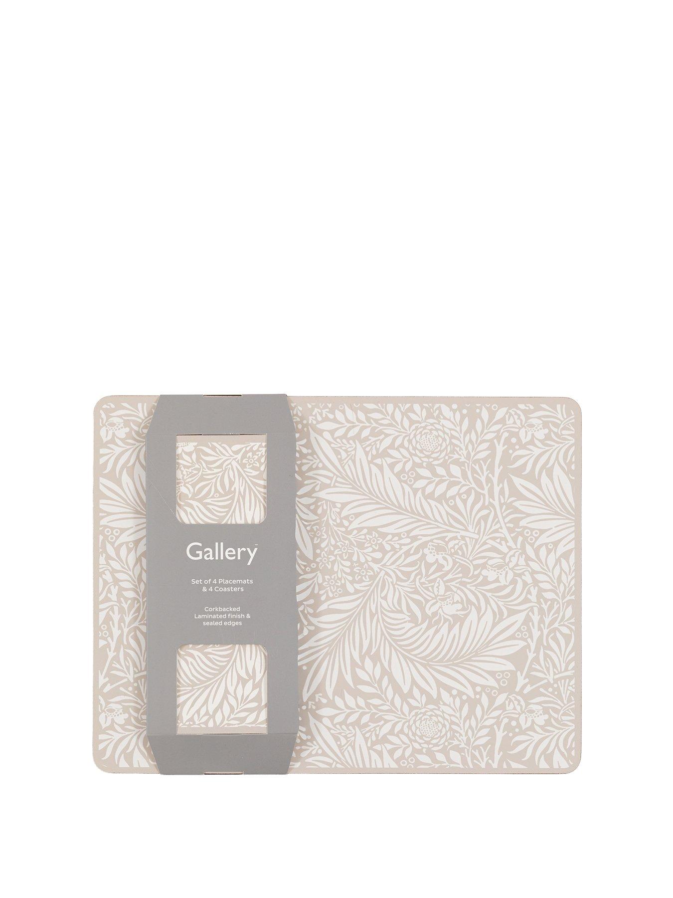 Gallery Direct Farmhouse Pink Leaf Placemat  &  Coaster Set
