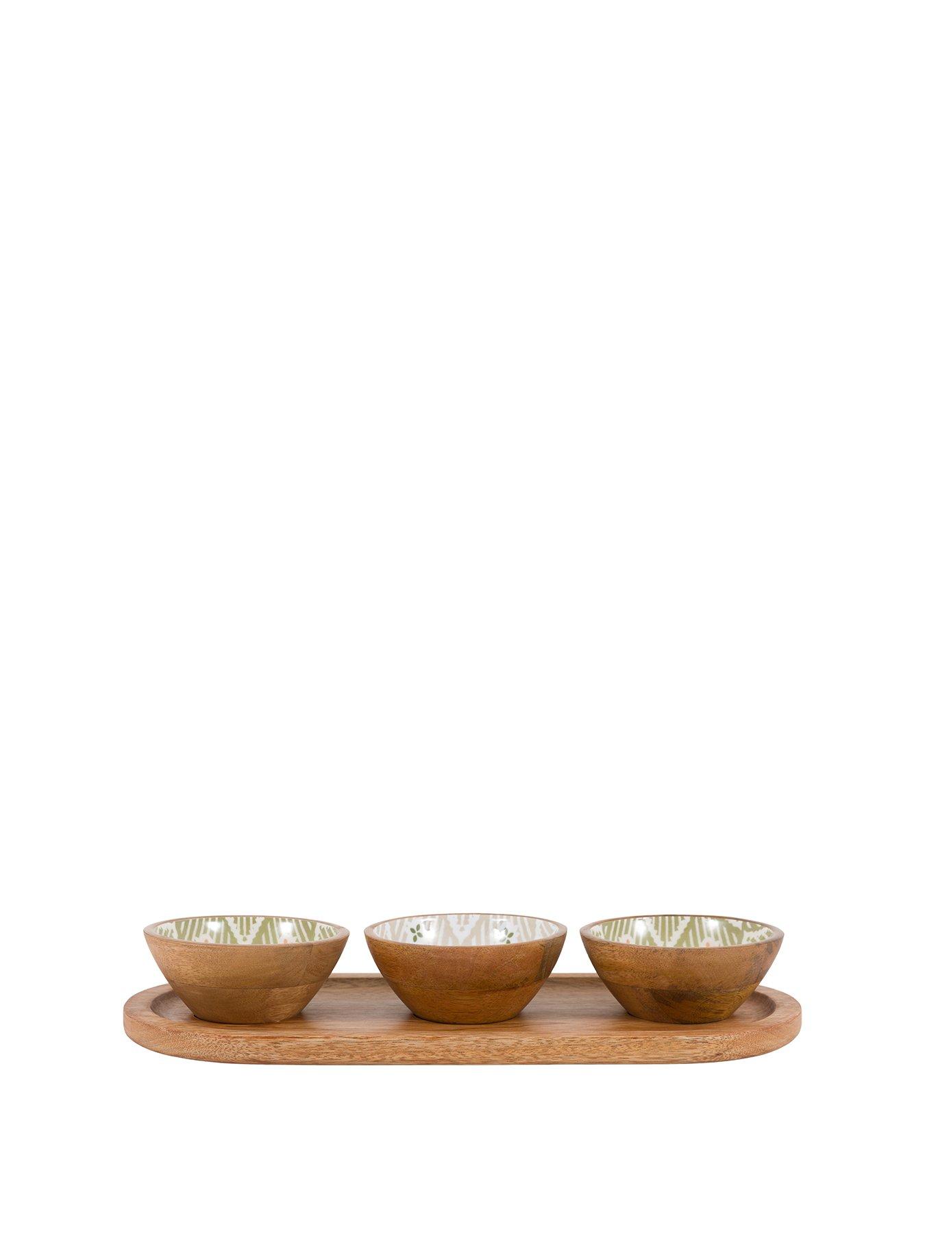 Gallery Direct Set Of 3 Mango Wood Nibble Bowls