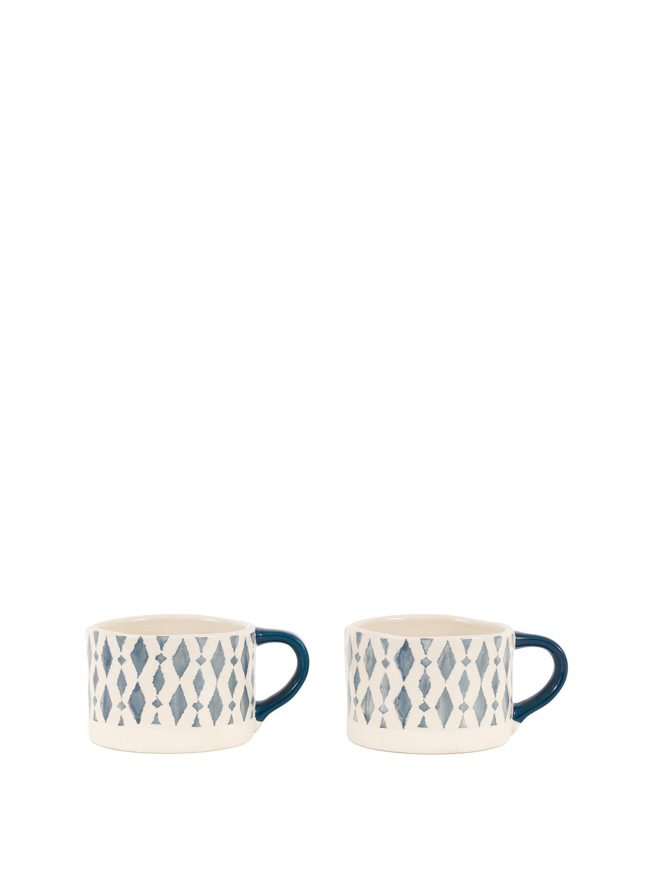 Gallery Direct Set Of 4 Printed Blue Mugs