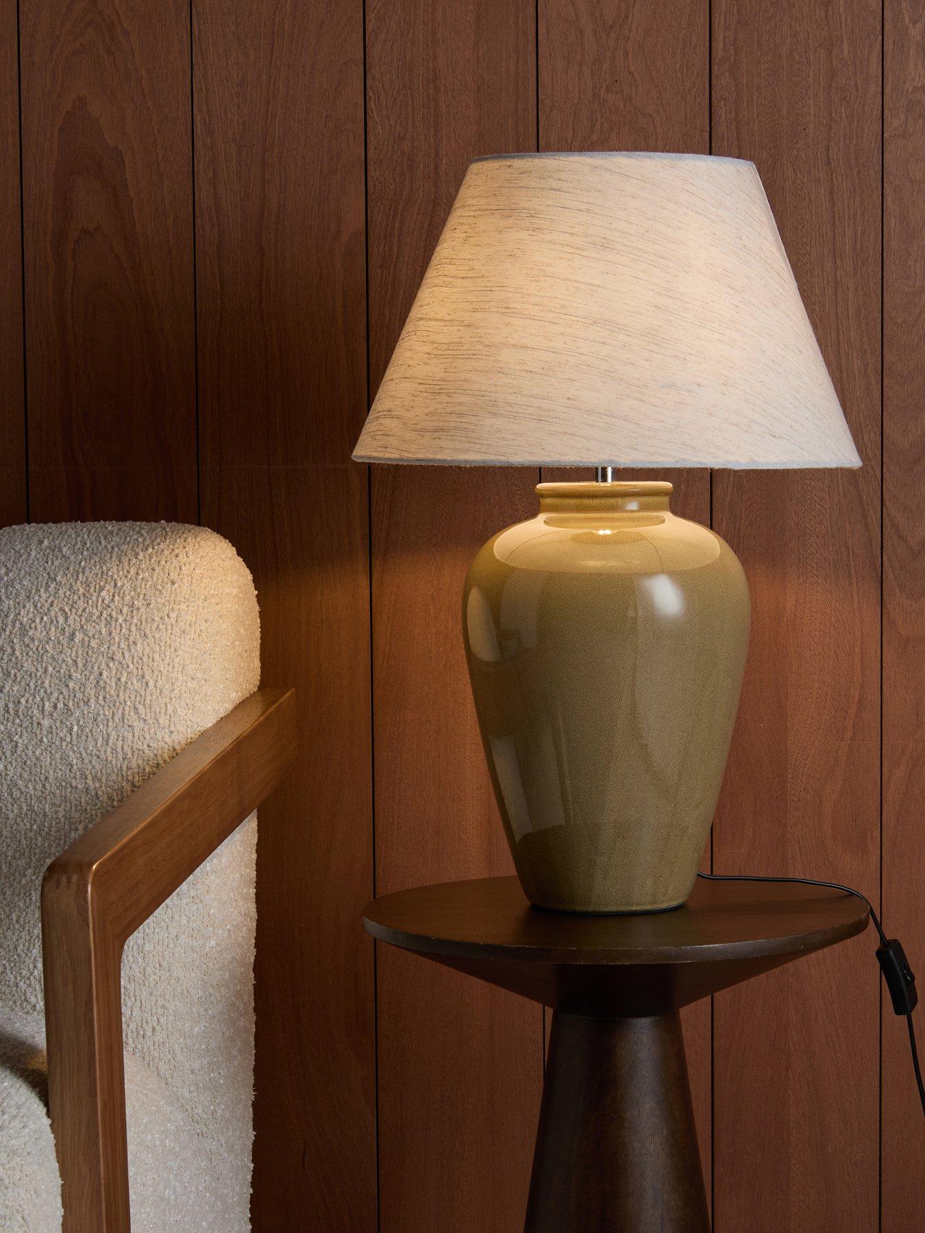 Image 1 of 8 of The Very Collection Reactive Ceramic Urn Table Lamp Large - Brown