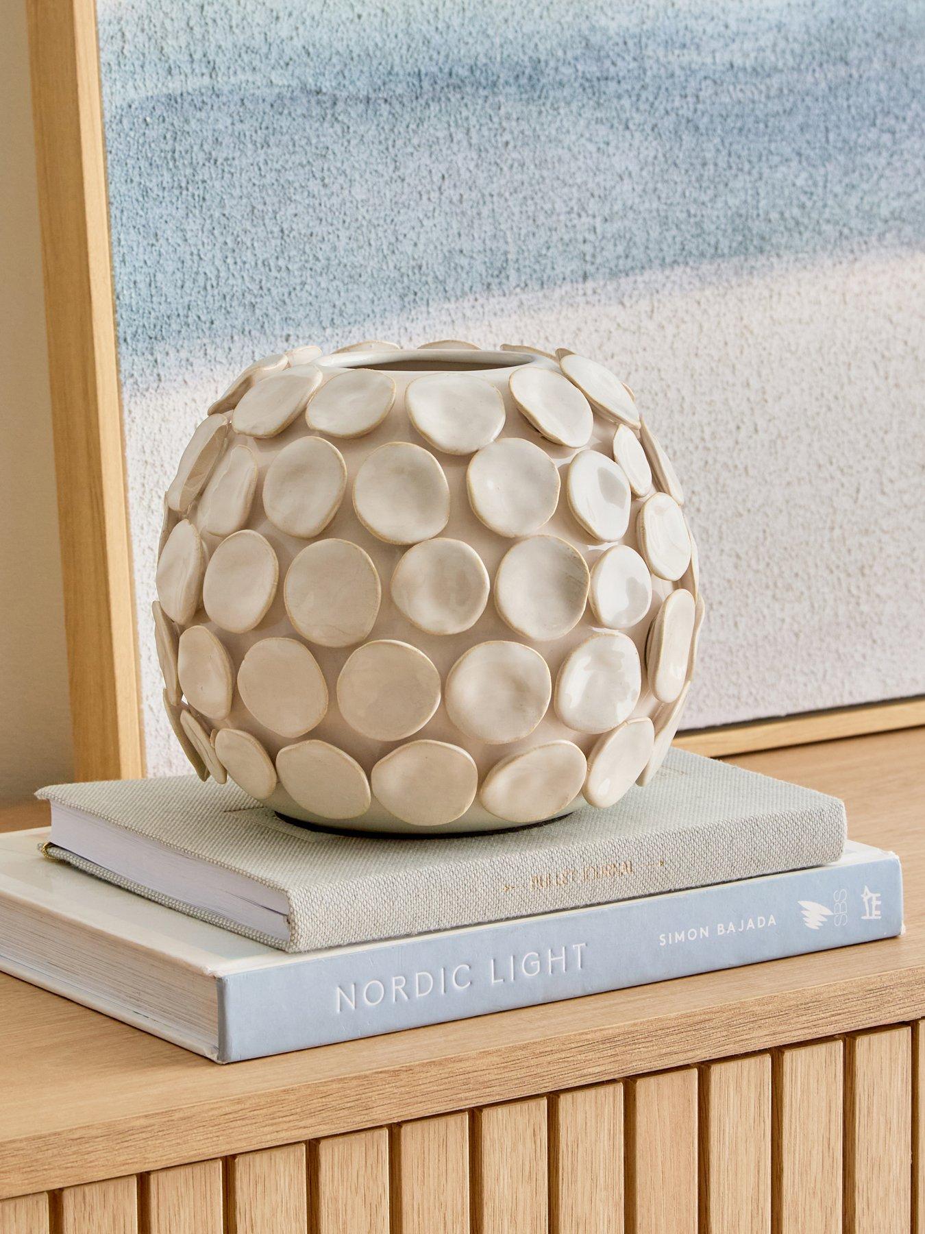 Image 1 of 6 of The Very Collection Ceramic Disc Vase - Cream