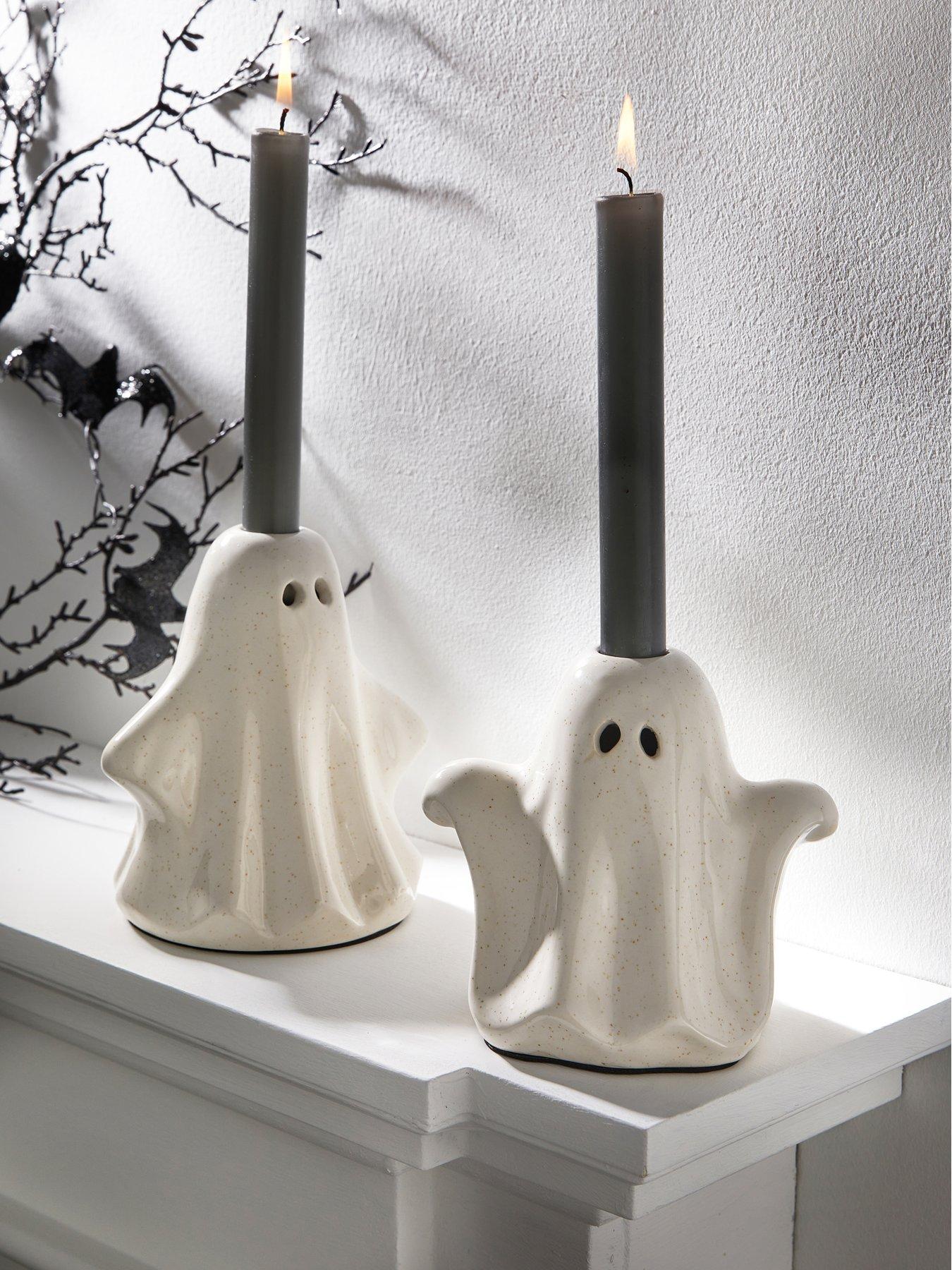 Image 1 of 5 of The Very Collection Set Of 2 Ceramic Ghost Shaped Candle Holders