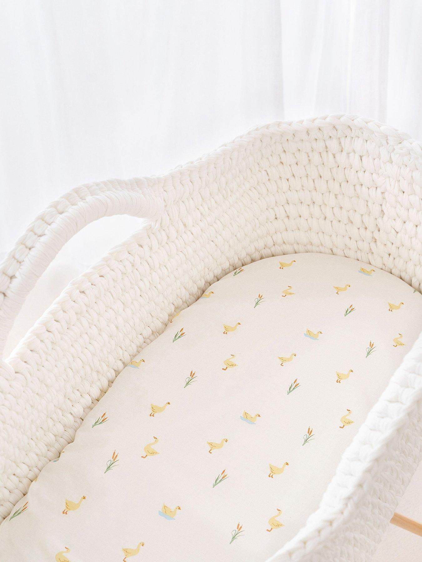 Clair De Lune Little Duckling Moses Basket Sheets, Cream