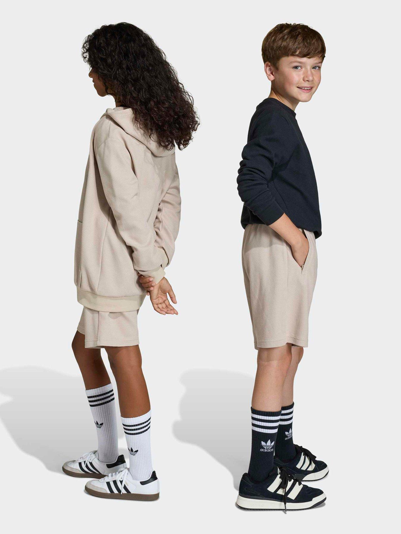 Image 2 of 6 of adidas Originals Junior Unisex Regular Waffle Shorts - Beige