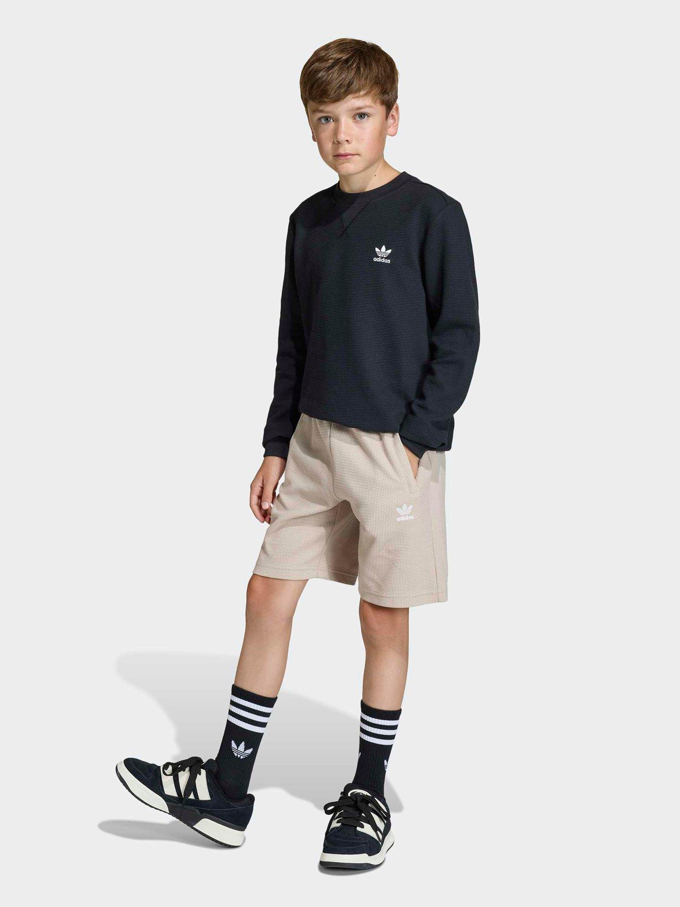 Image 3 of 6 of adidas Originals Junior Unisex Regular Waffle Shorts - Beige