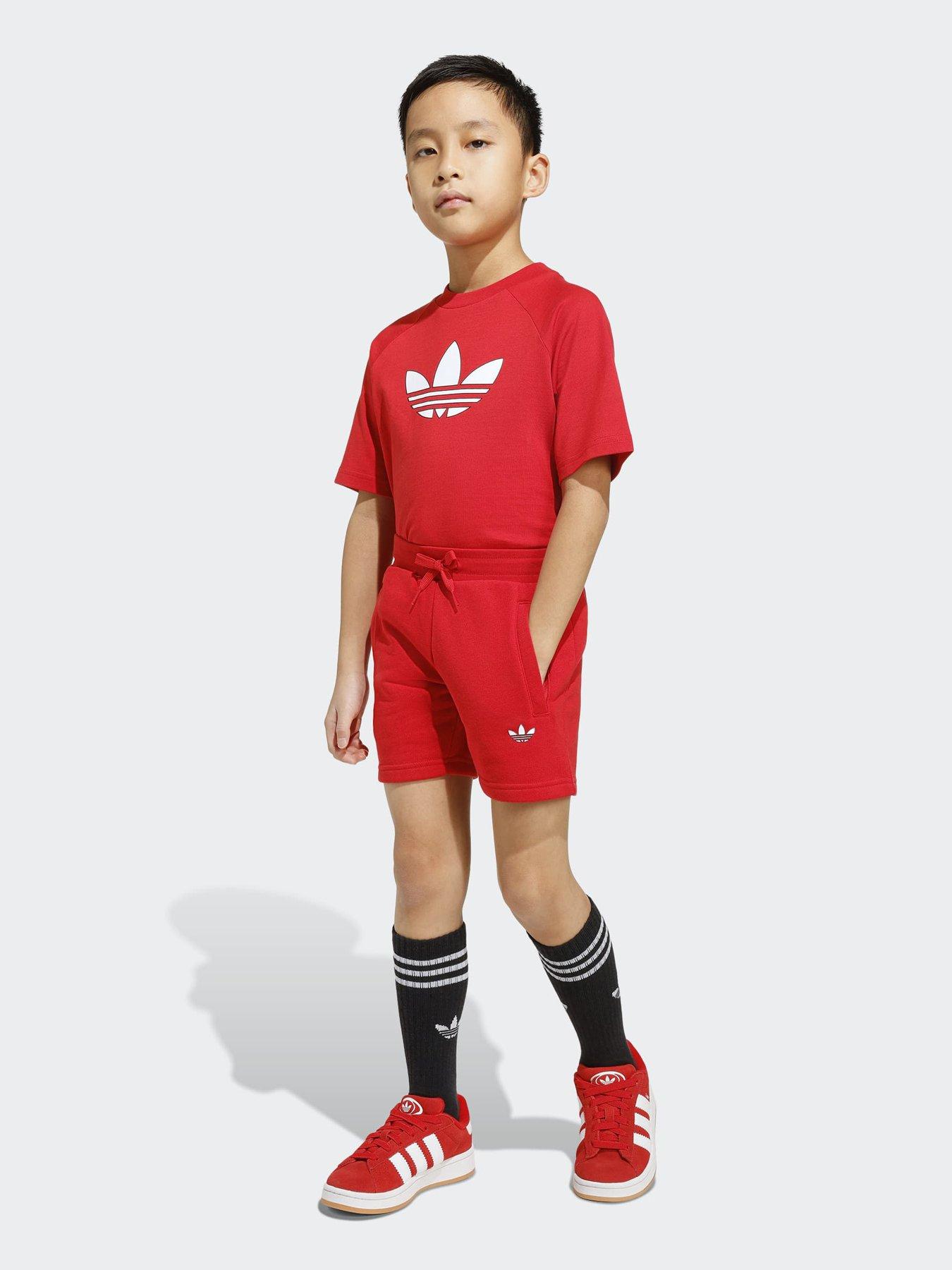adidas Originals Kids Unisex Trefoil Loose Short T-Shirt and Shorts Set - Red