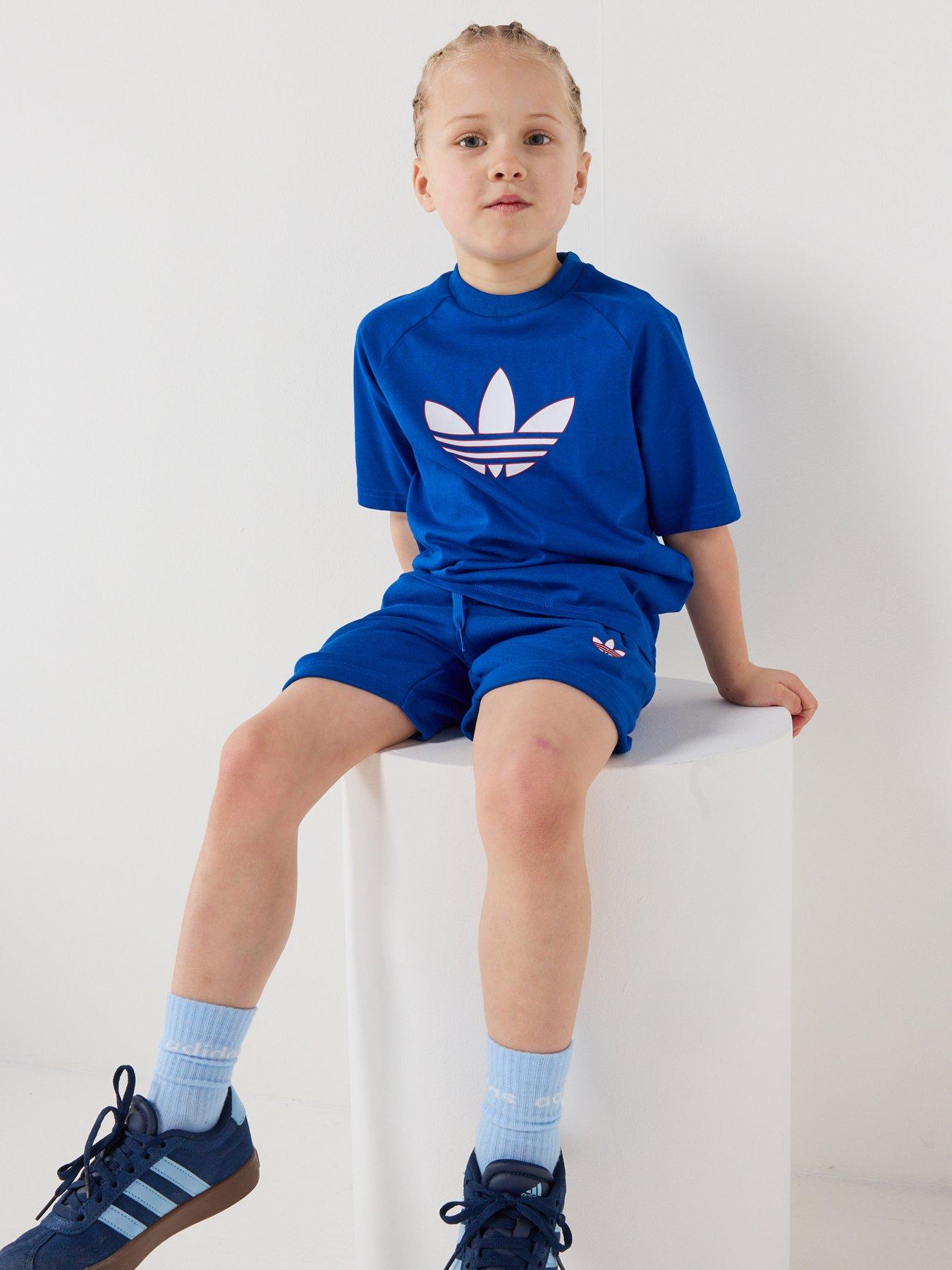 adidas Originals Kids Unisex Trefoil Loose Short Tee Set - Blue