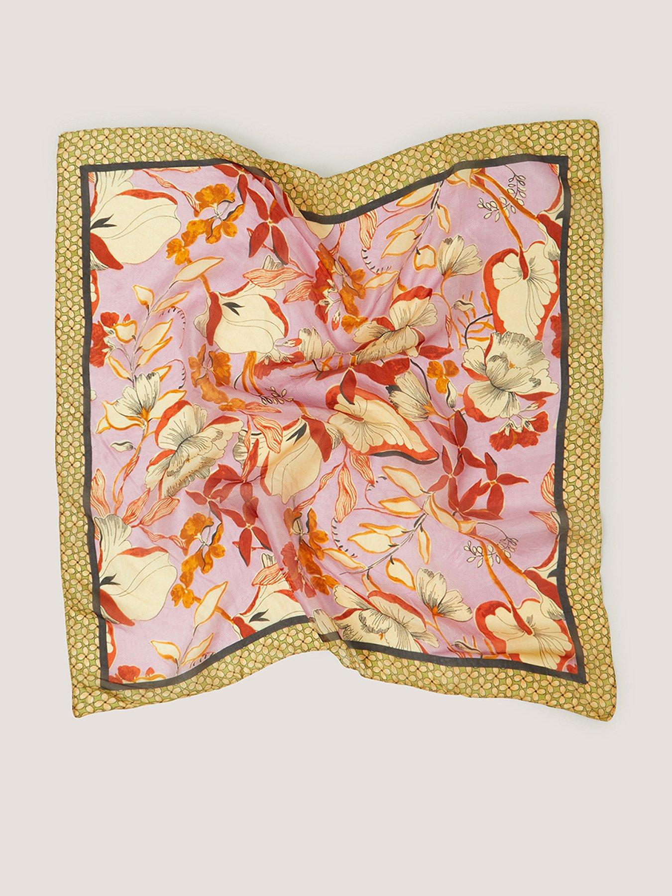 Monsoon Isabella Square Silk Scarf - Pink