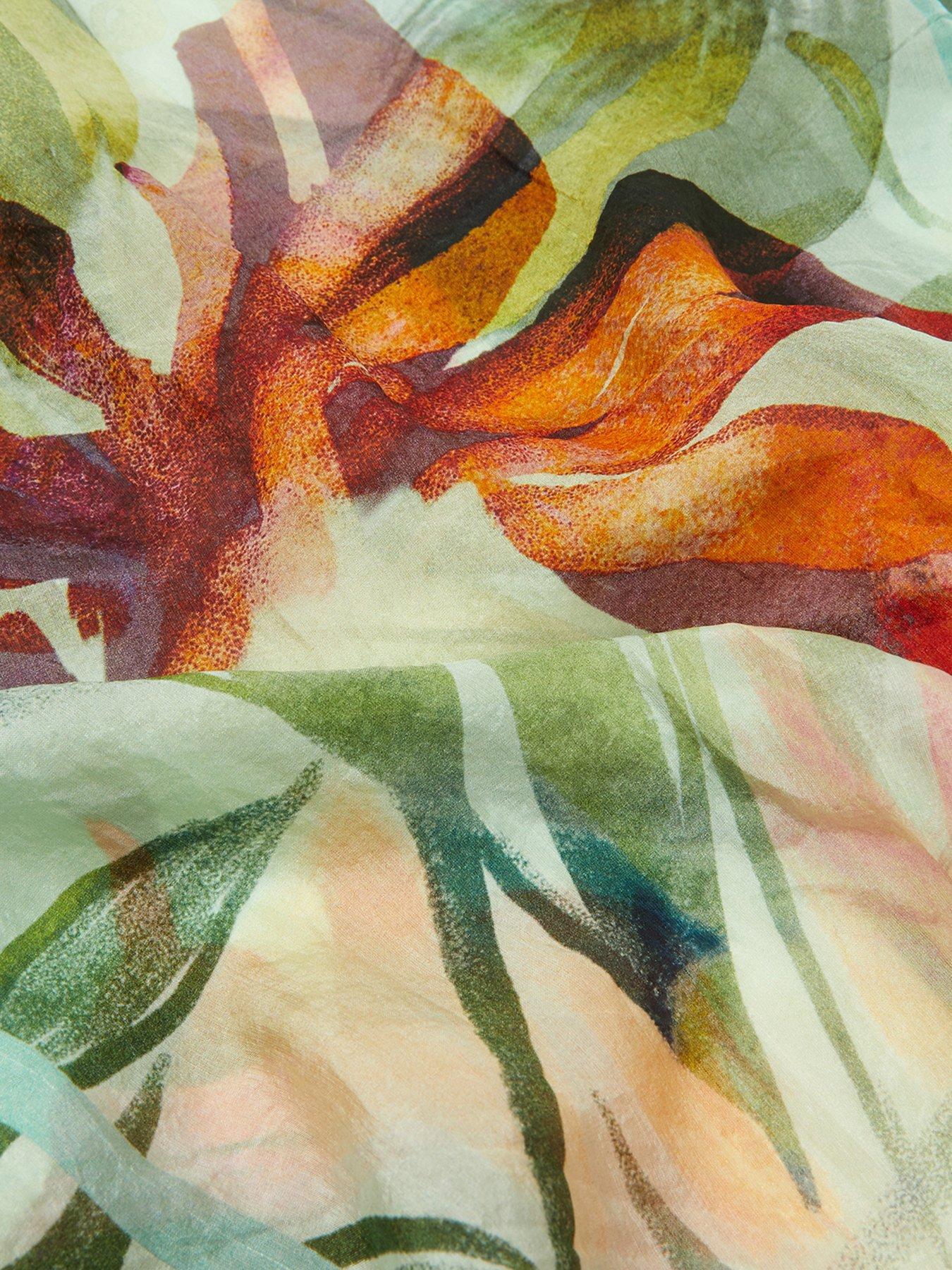 Image 2 of 2 of Monsoon Aimee Lou Floral Square Silk Scarf - Multi