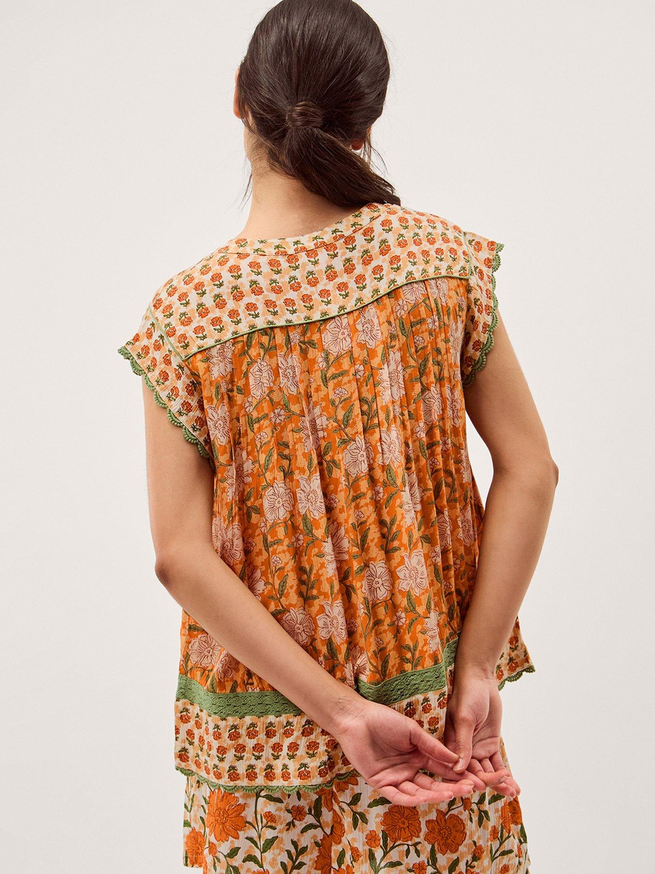 Image 2 of 5 of Monsoon Carris Floral Top - Orange