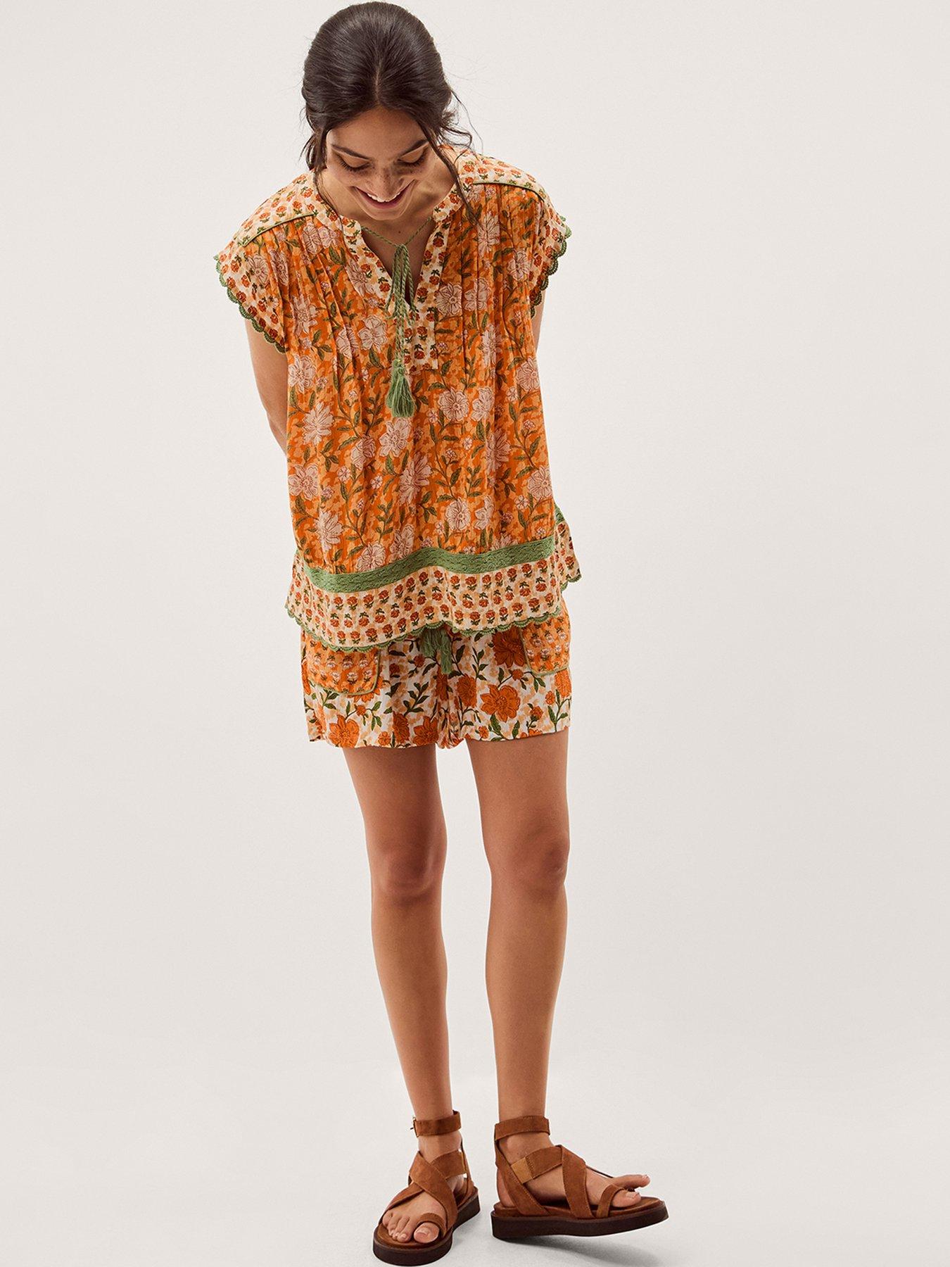 Image 3 of 5 of Monsoon Carris Floral Top - Orange