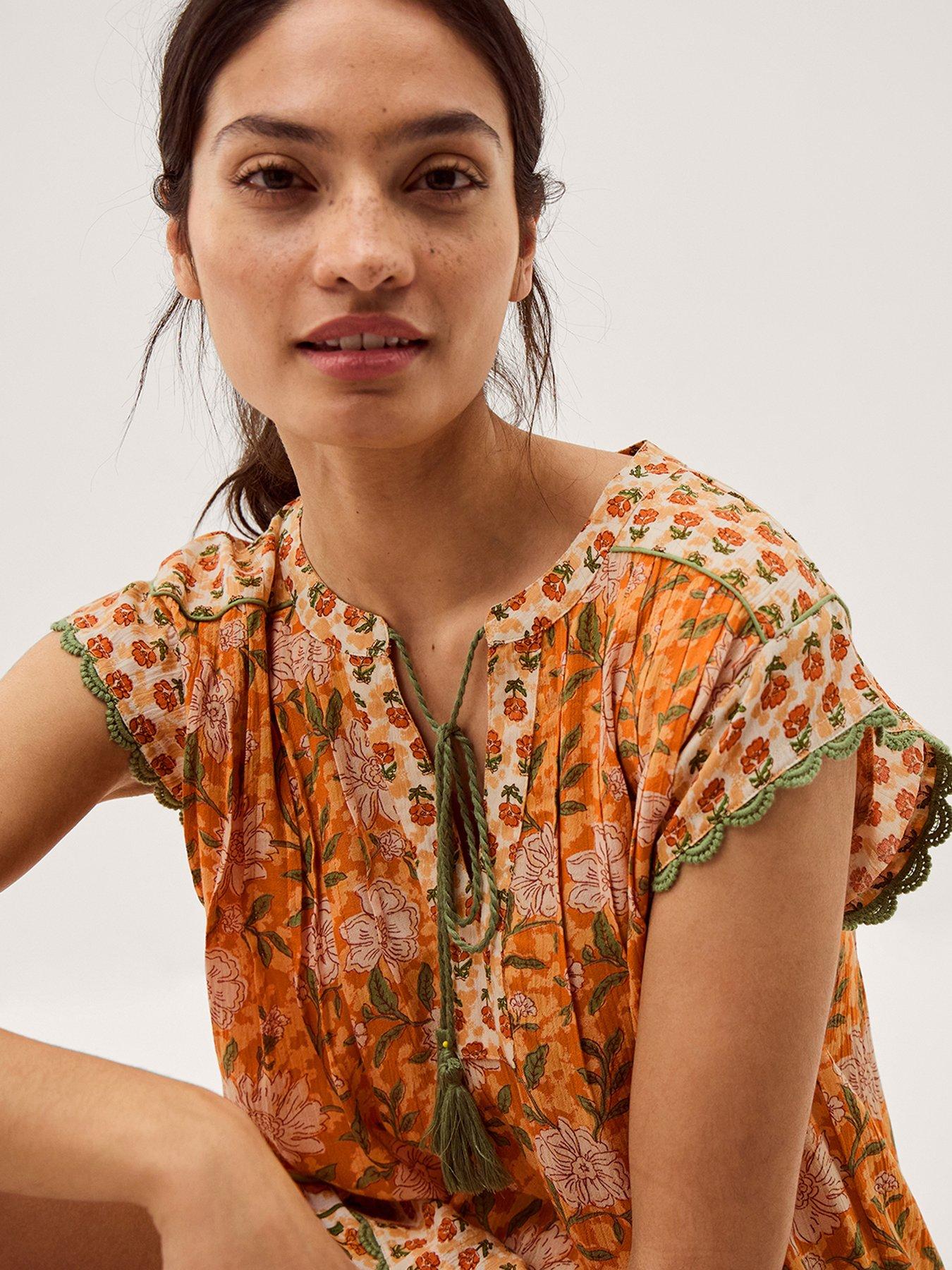 Image 4 of 5 of Monsoon Carris Floral Top - Orange