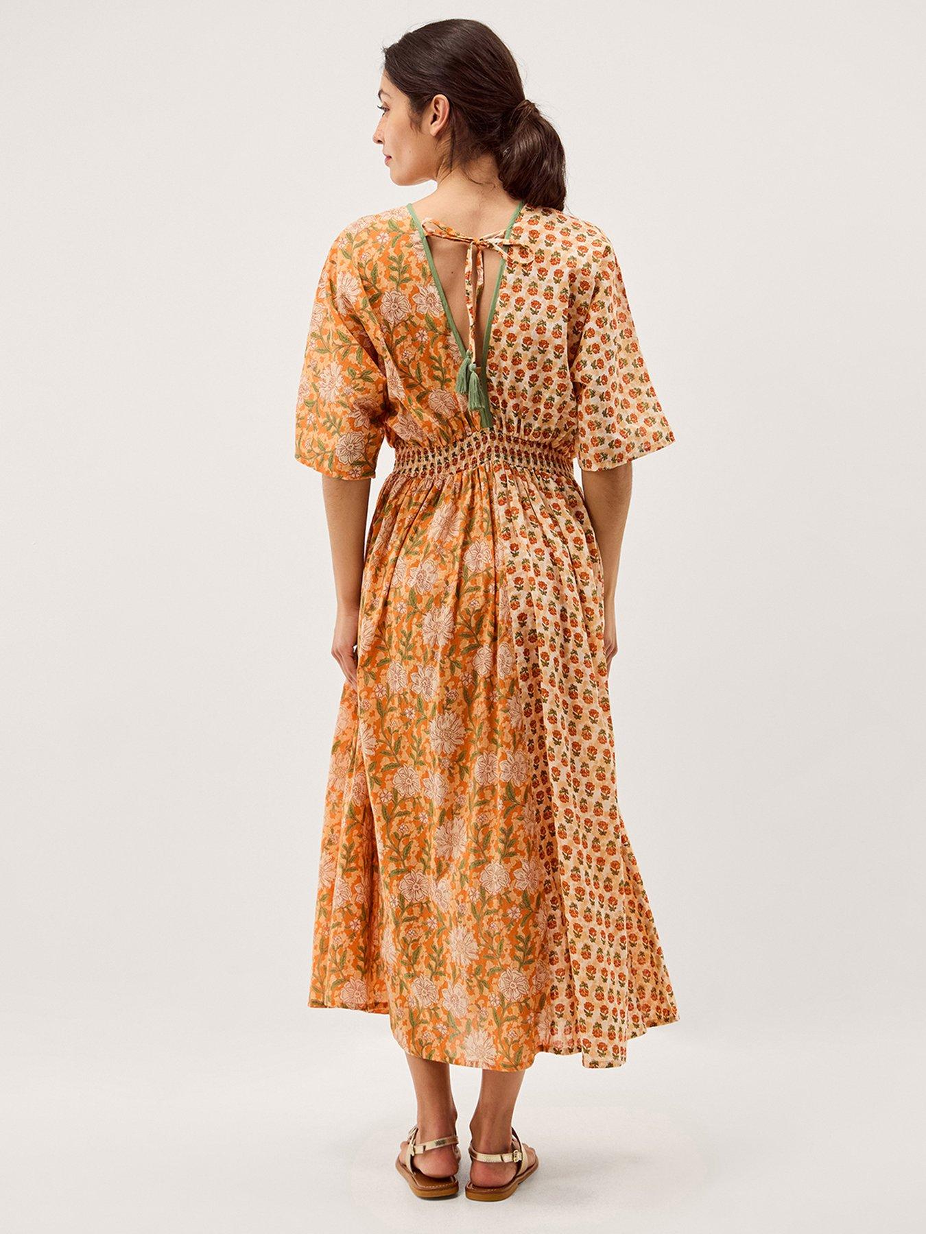 Image 2 of 5 of Monsoon Carris Floral Dress - Orange