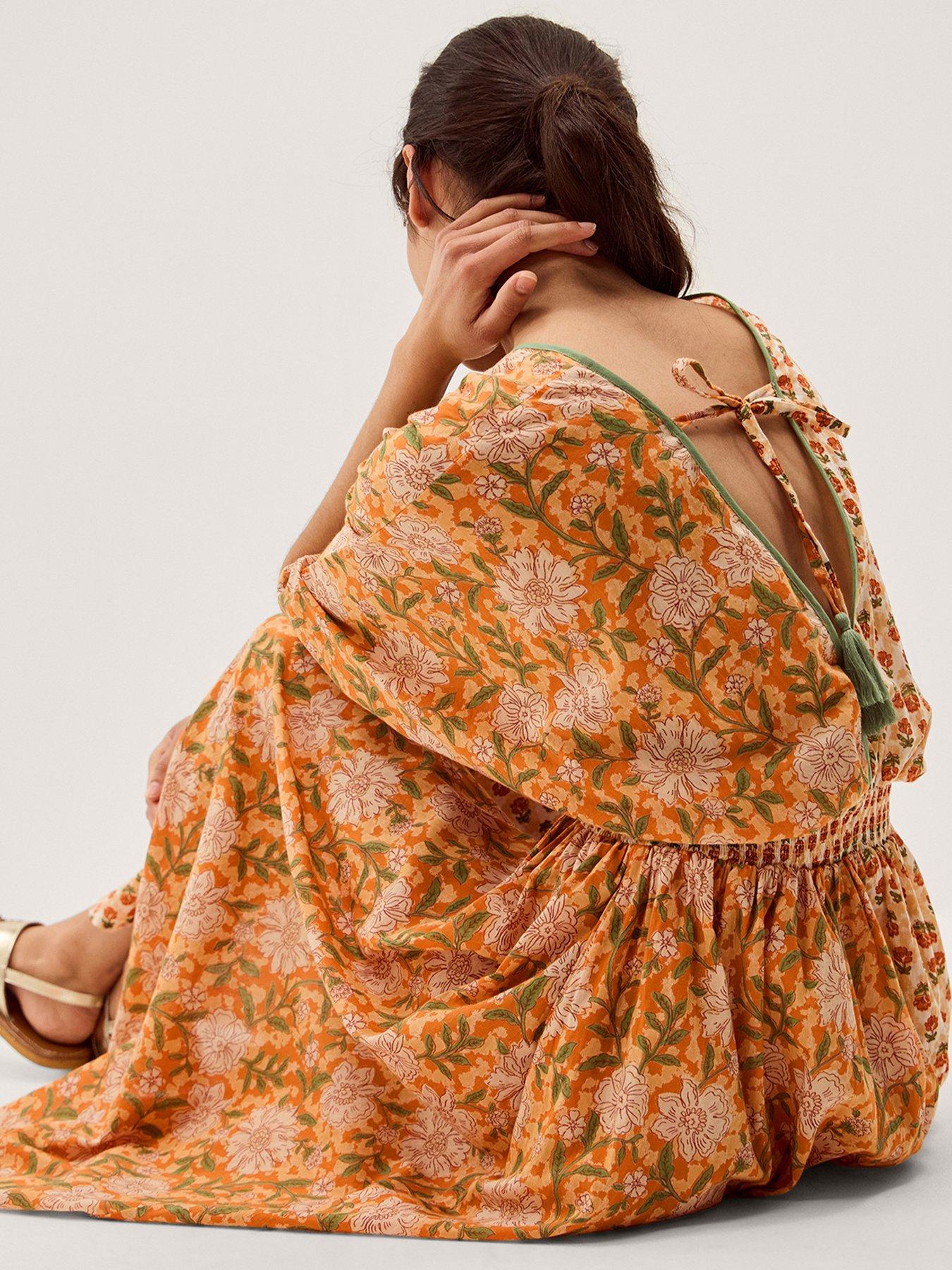 Image 3 of 5 of Monsoon Carris Floral Dress - Orange