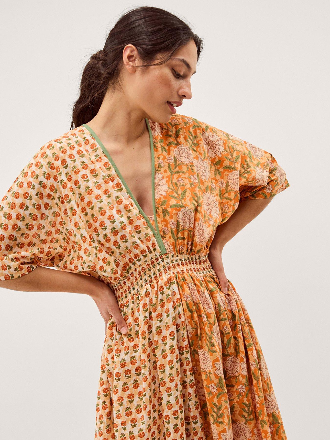 Image 4 of 5 of Monsoon Carris Floral Dress - Orange