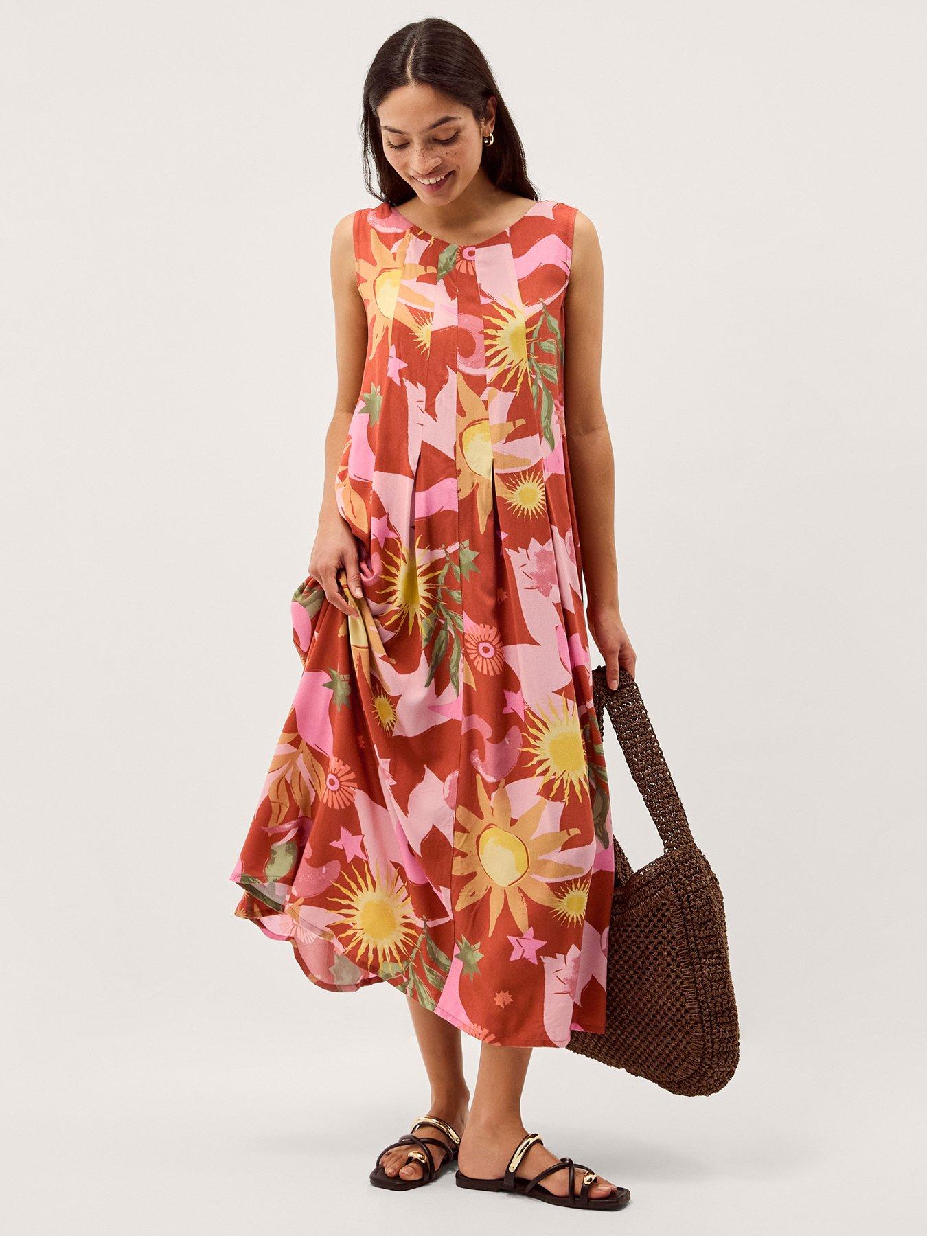 Monsoon Anissa A-Line Dress - Orange