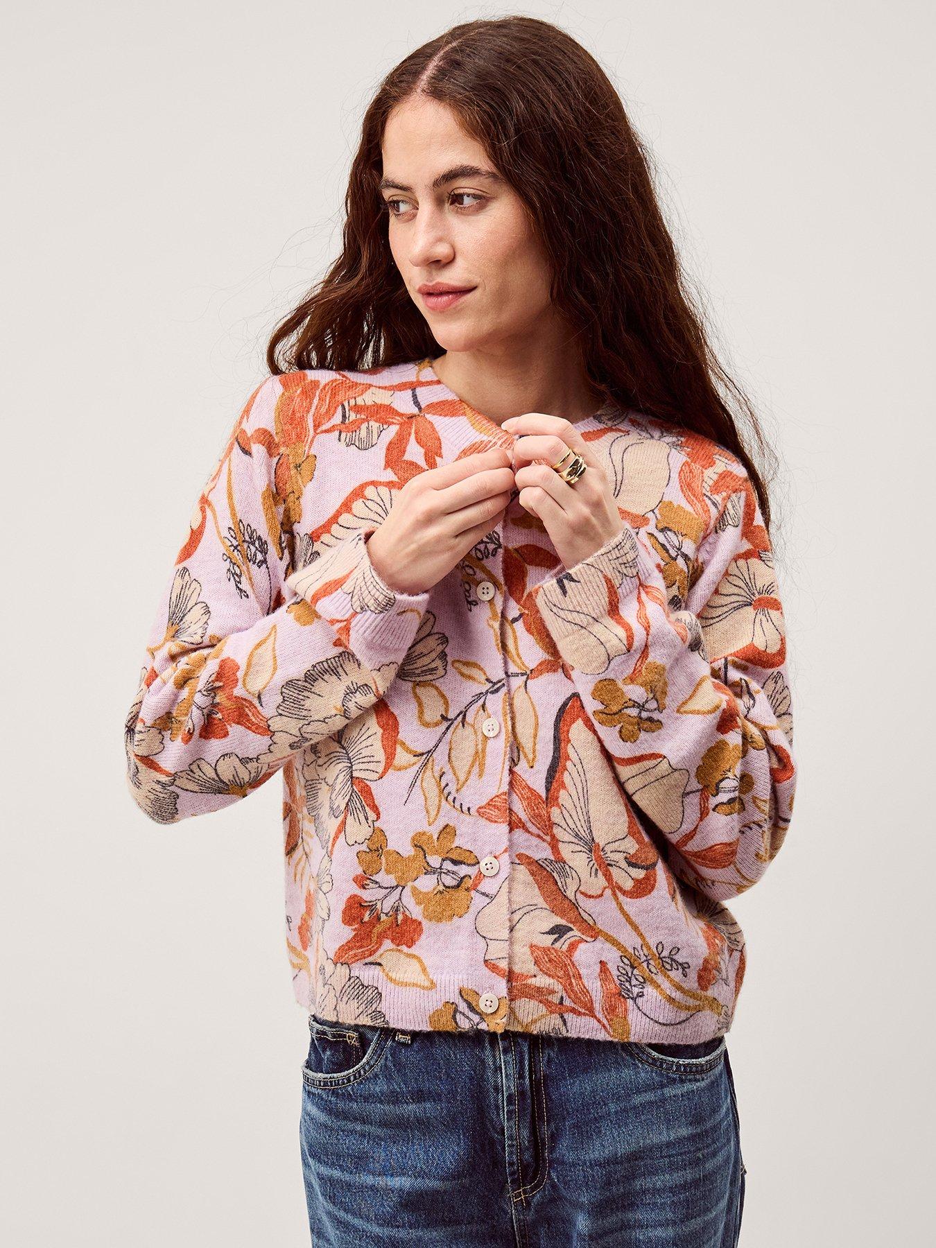Image 1 of 5 of Monsoon Isabella Print Cardigan - Pink