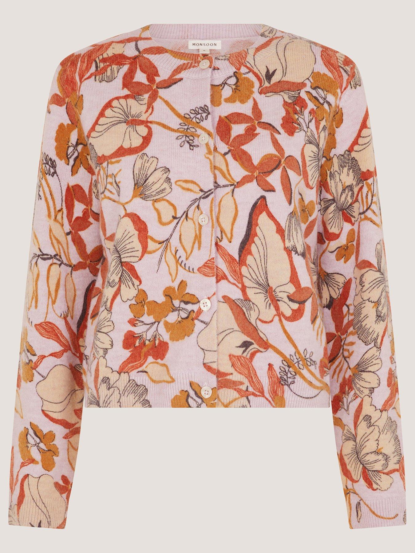 Image 5 of 5 of Monsoon Isabella Print Cardigan - Pink