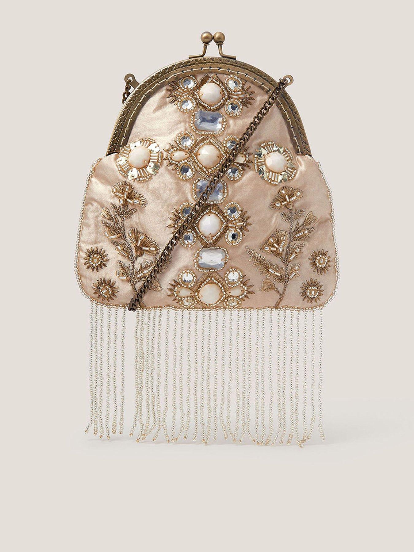 Monsoon Adela Tassel Purse - Cream