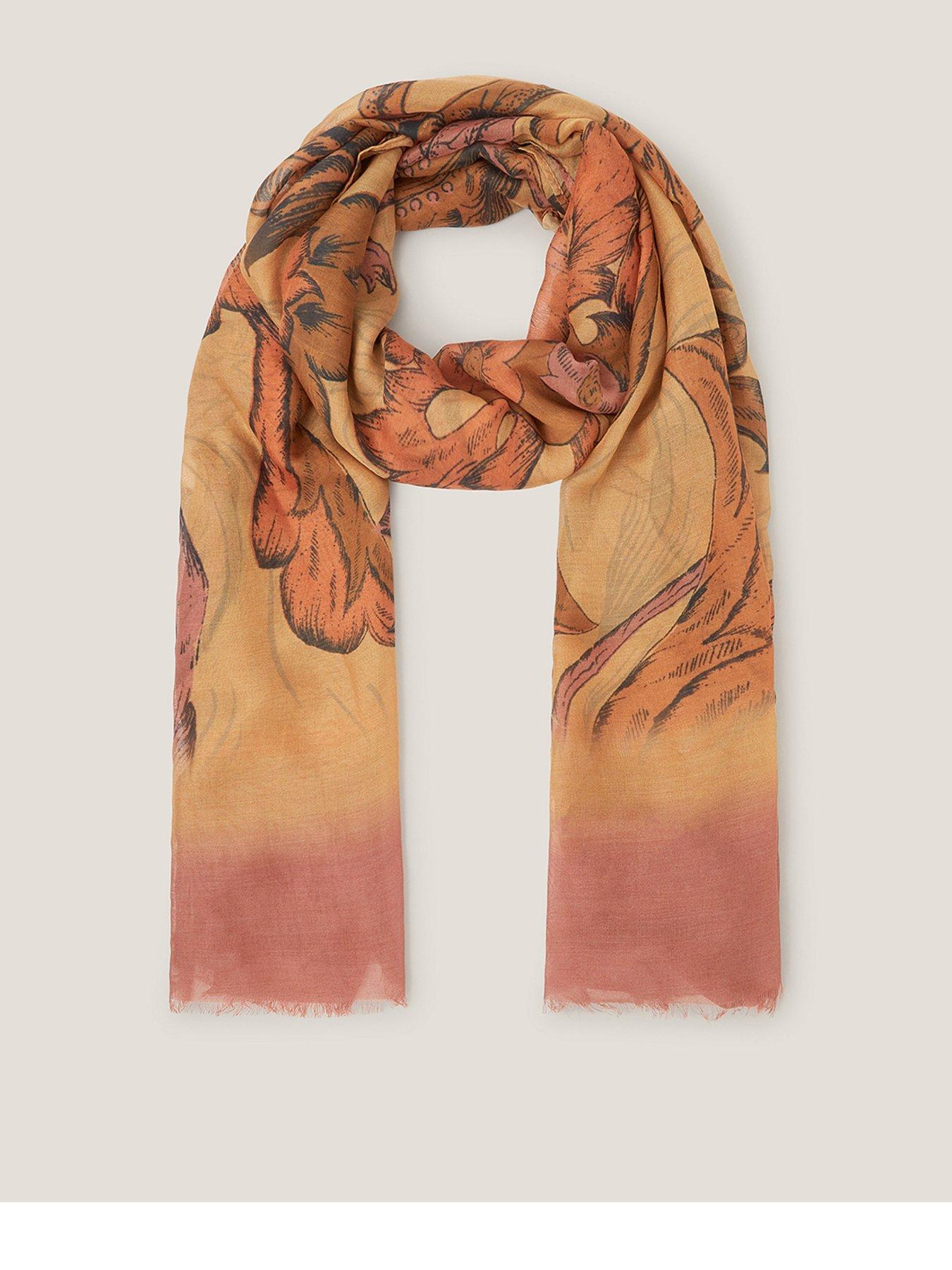 Monsoon Hermione Floral Scarf - Orange