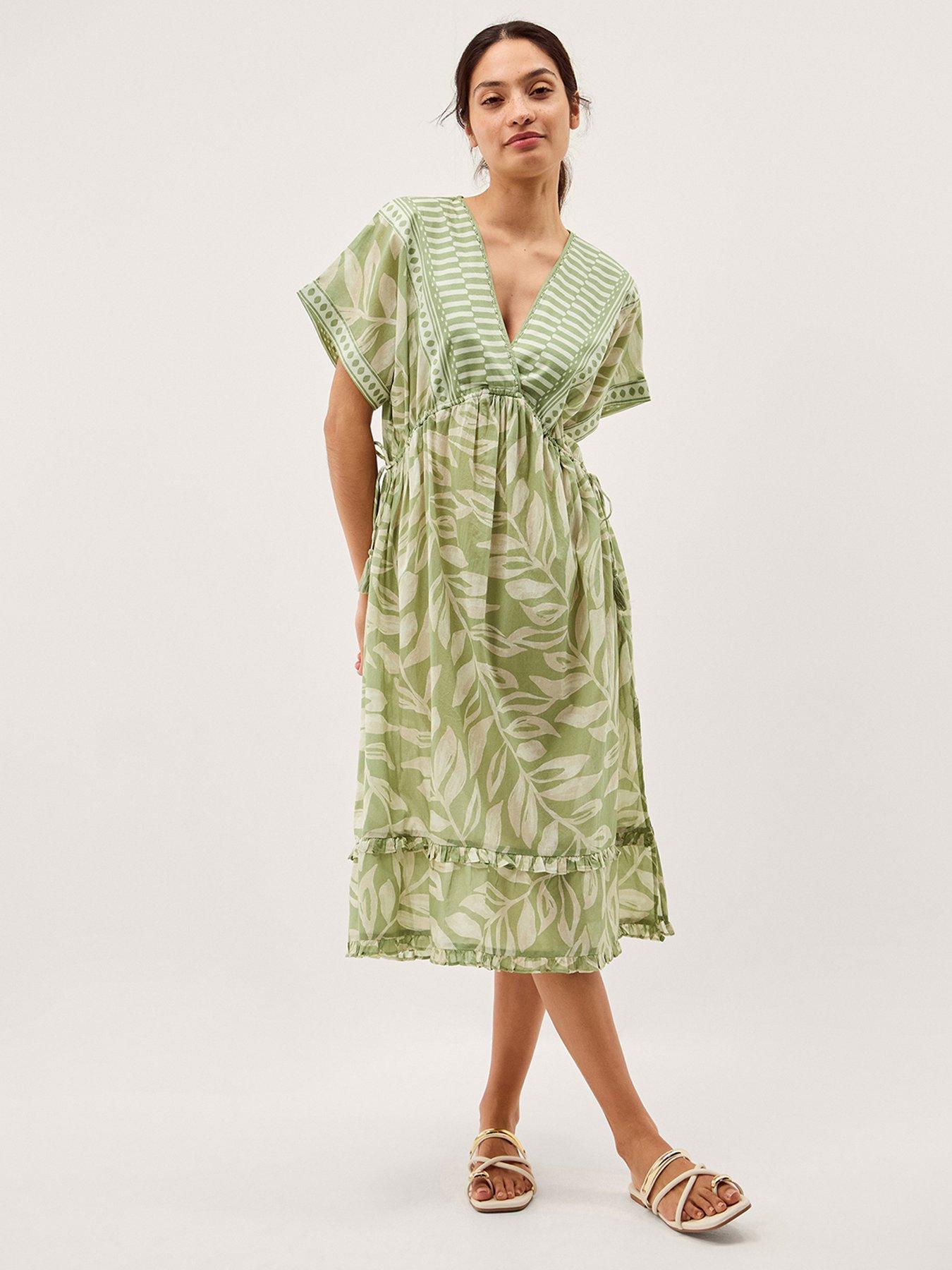 Monsoon Lillie Printed Dress - Green