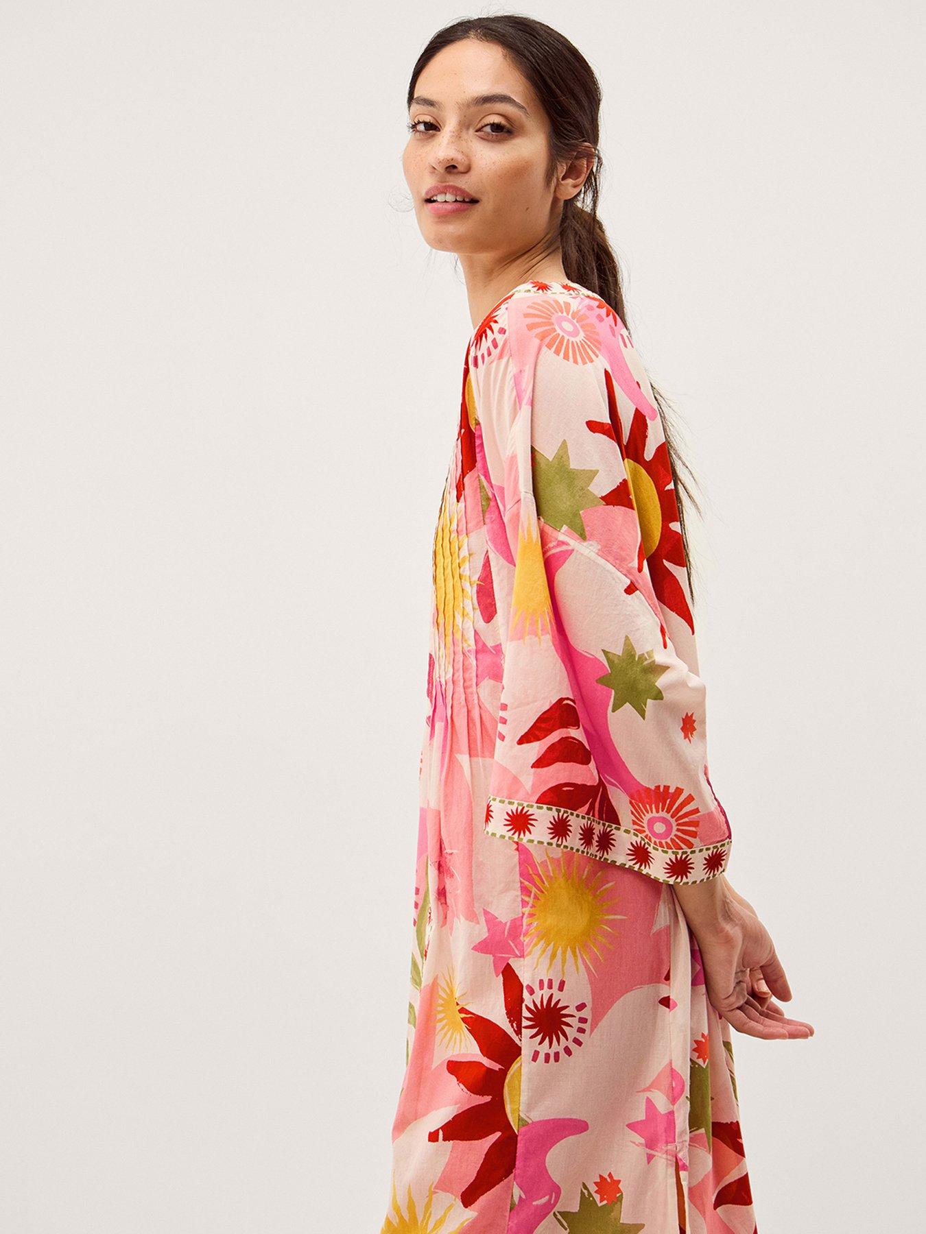 Image 3 of 5 of Monsoon Anissa Printed Kaftan - Cream