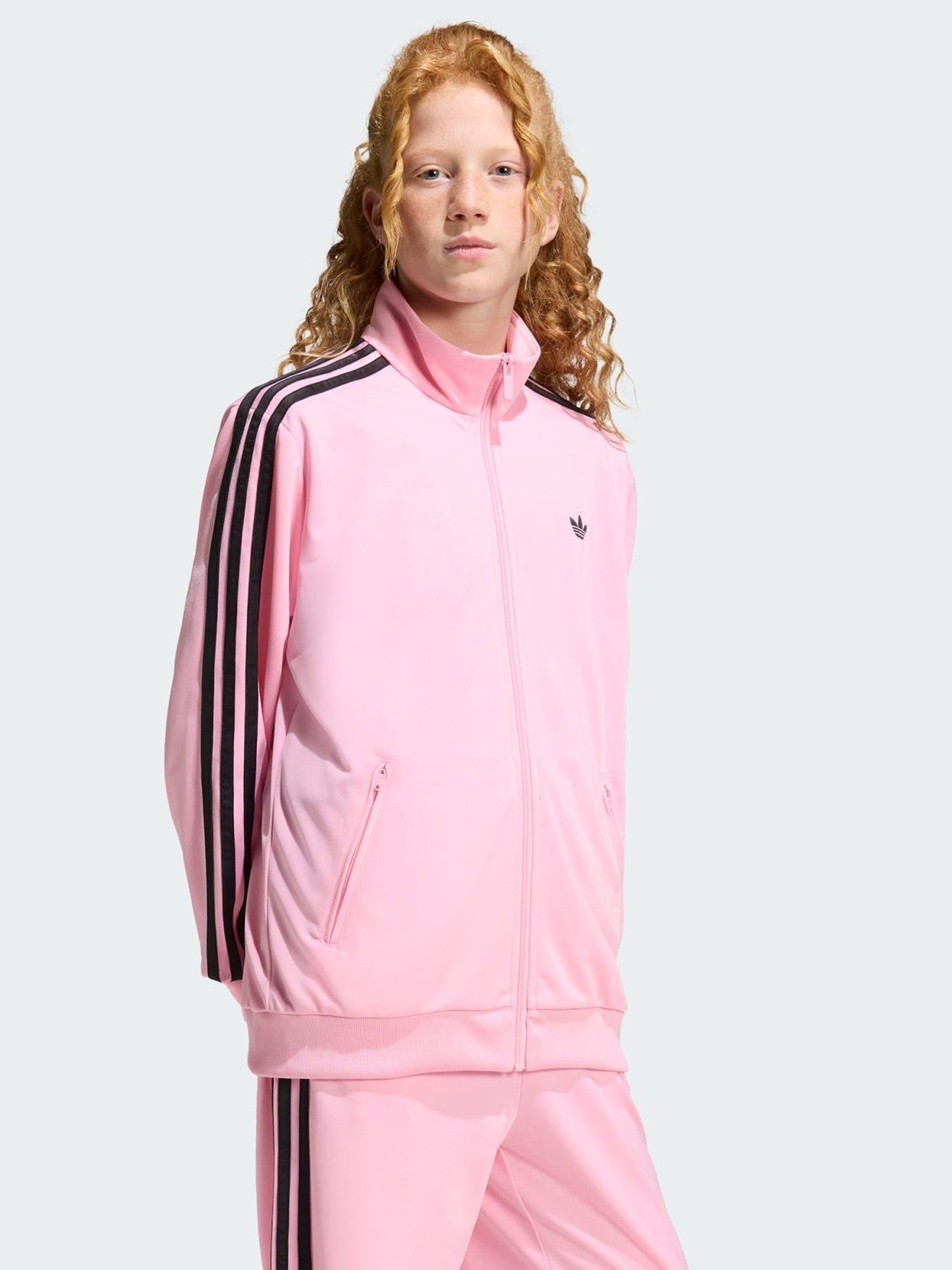 adidas Originals Junior Girls Firebird Loose Tracksuit Top, Ltpink/Black, Size 9-10 Years