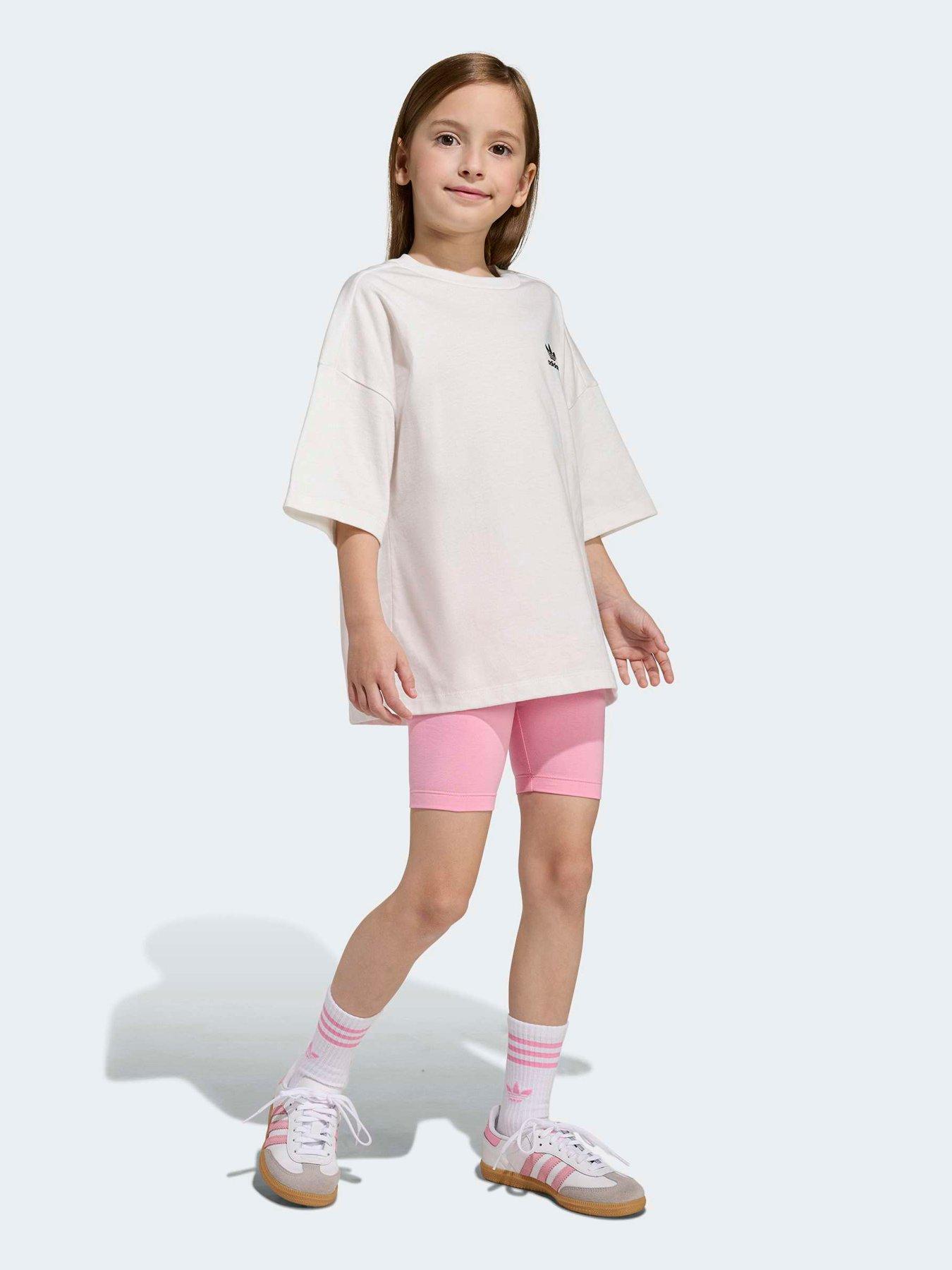 adidas Originals: Kids Girl's Cycling Shorts And Tee Set Kids - Pink