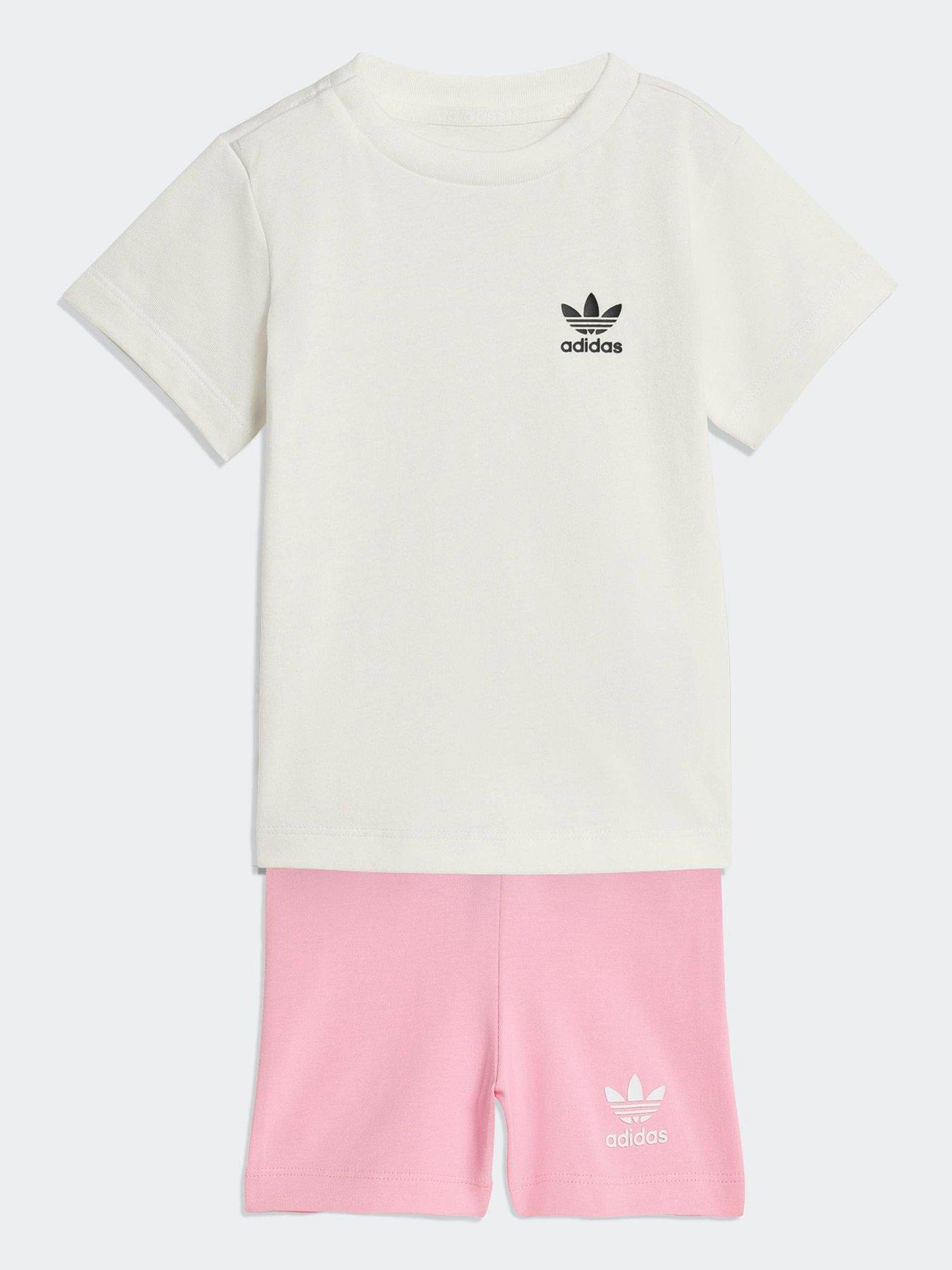 adidas Originals Infant Girl's Cycling Shorts And T-Shirt Set Kids, Ltpink, Size 9-12 Months