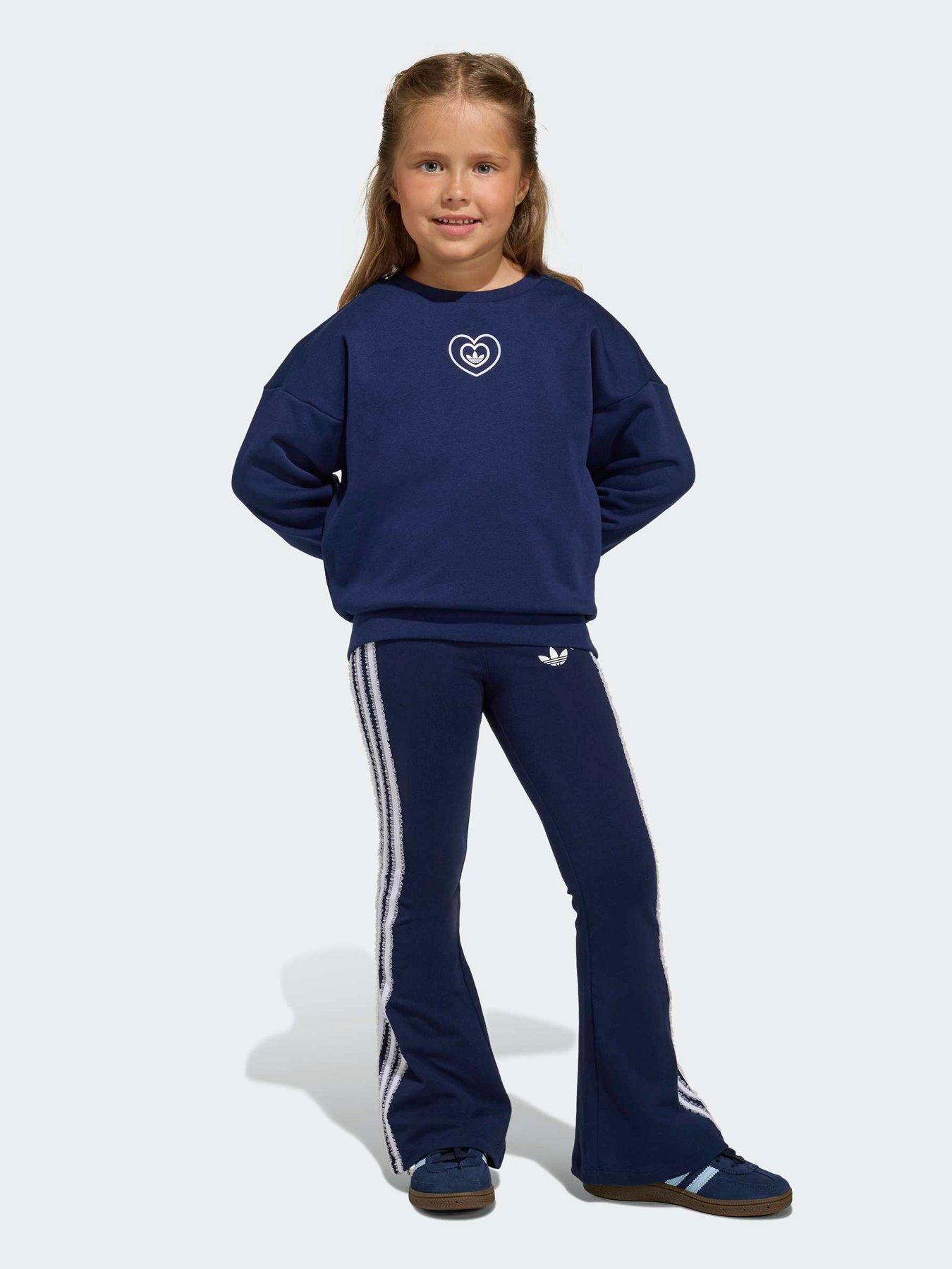 adidas Originals Kids Girl's Disney Crew and Flared Leggings Set - Blue