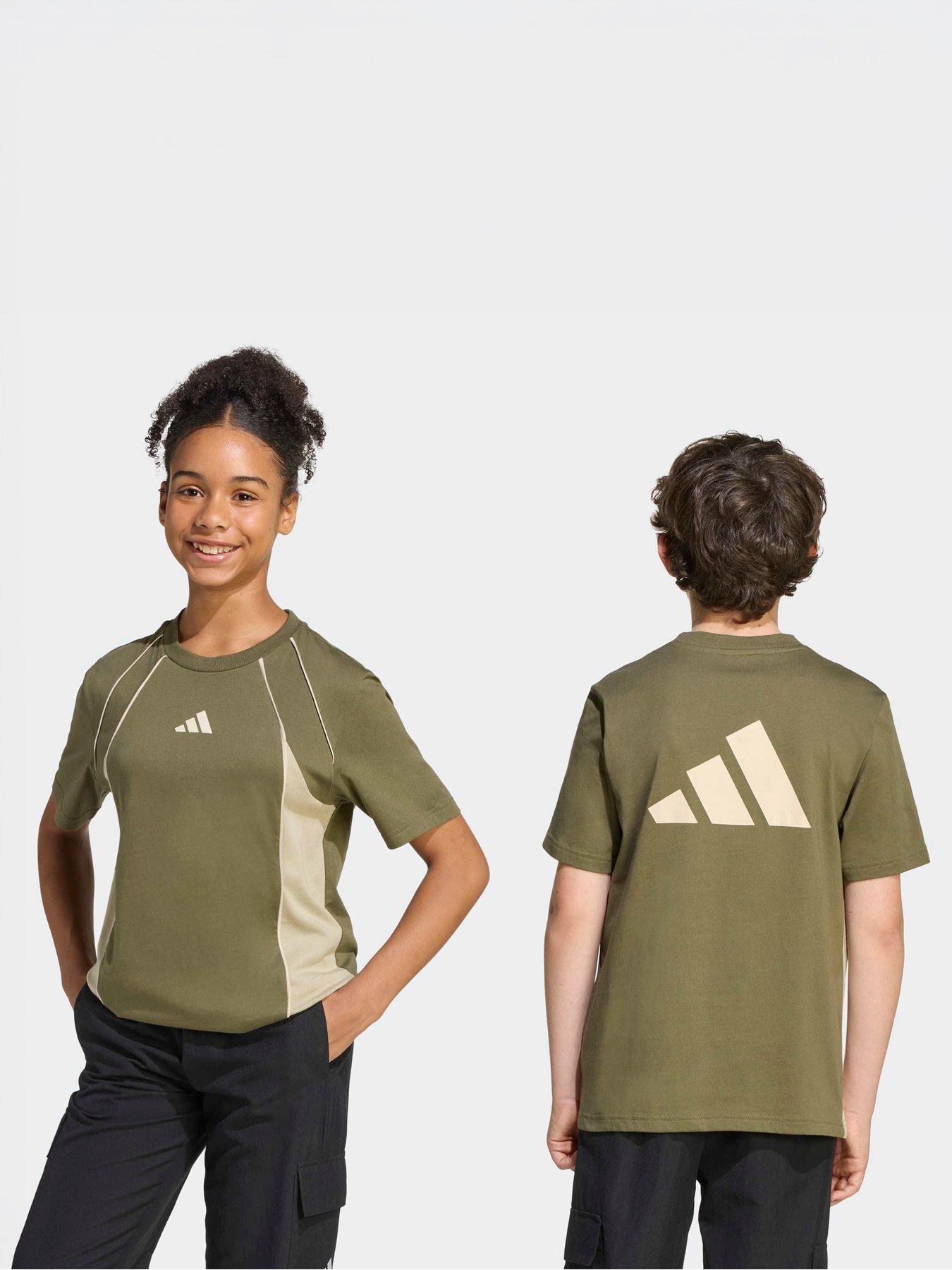 adidas Sportswear: Junior Unisex Colour Block T-Shirt - Green