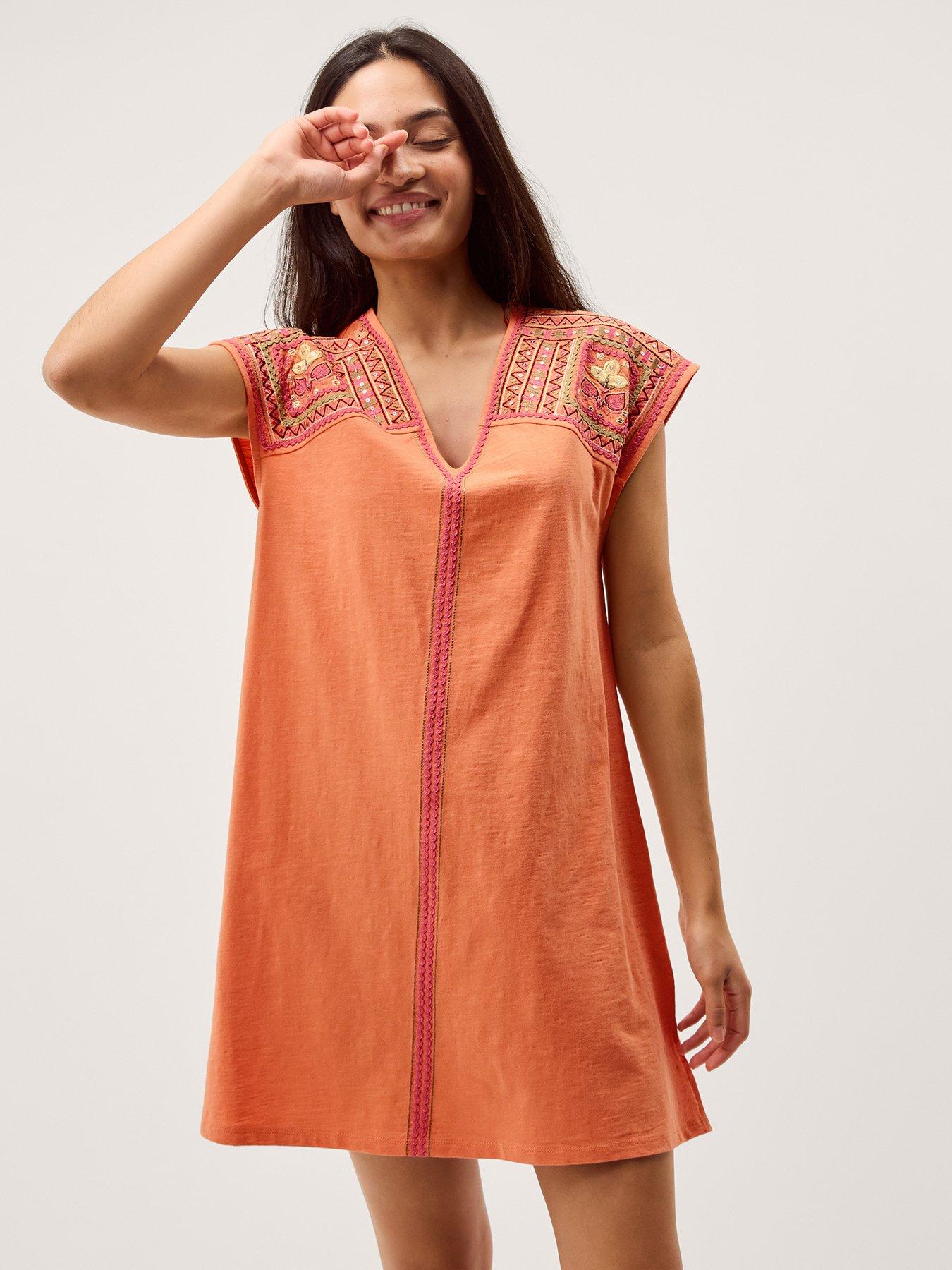 Monsoon Juliet Embroidered Kaftan - Orange
