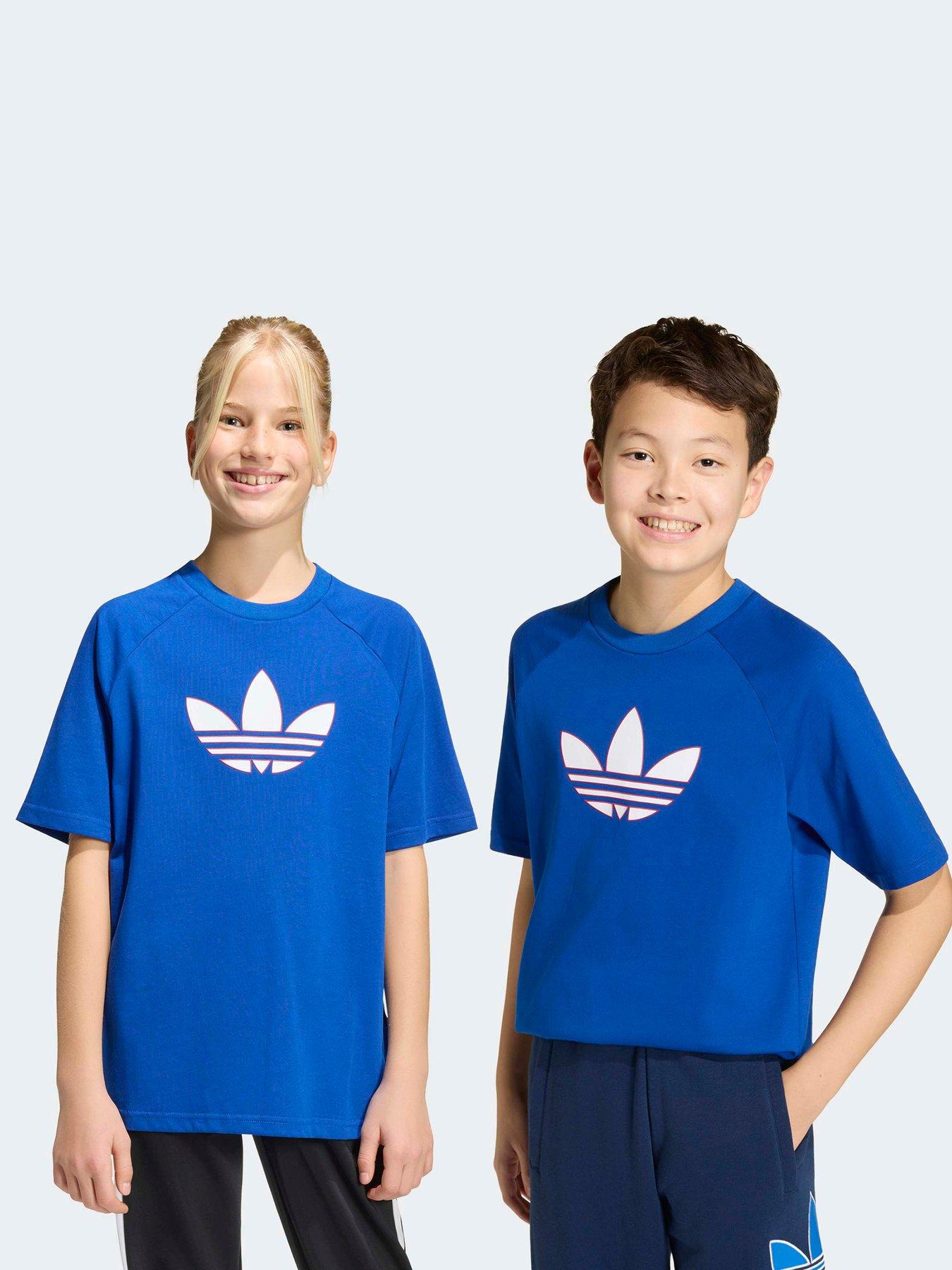 adidas Originals Junior Trefoil Logo T-Shirt, Croyal/White, Size 9-10 Years