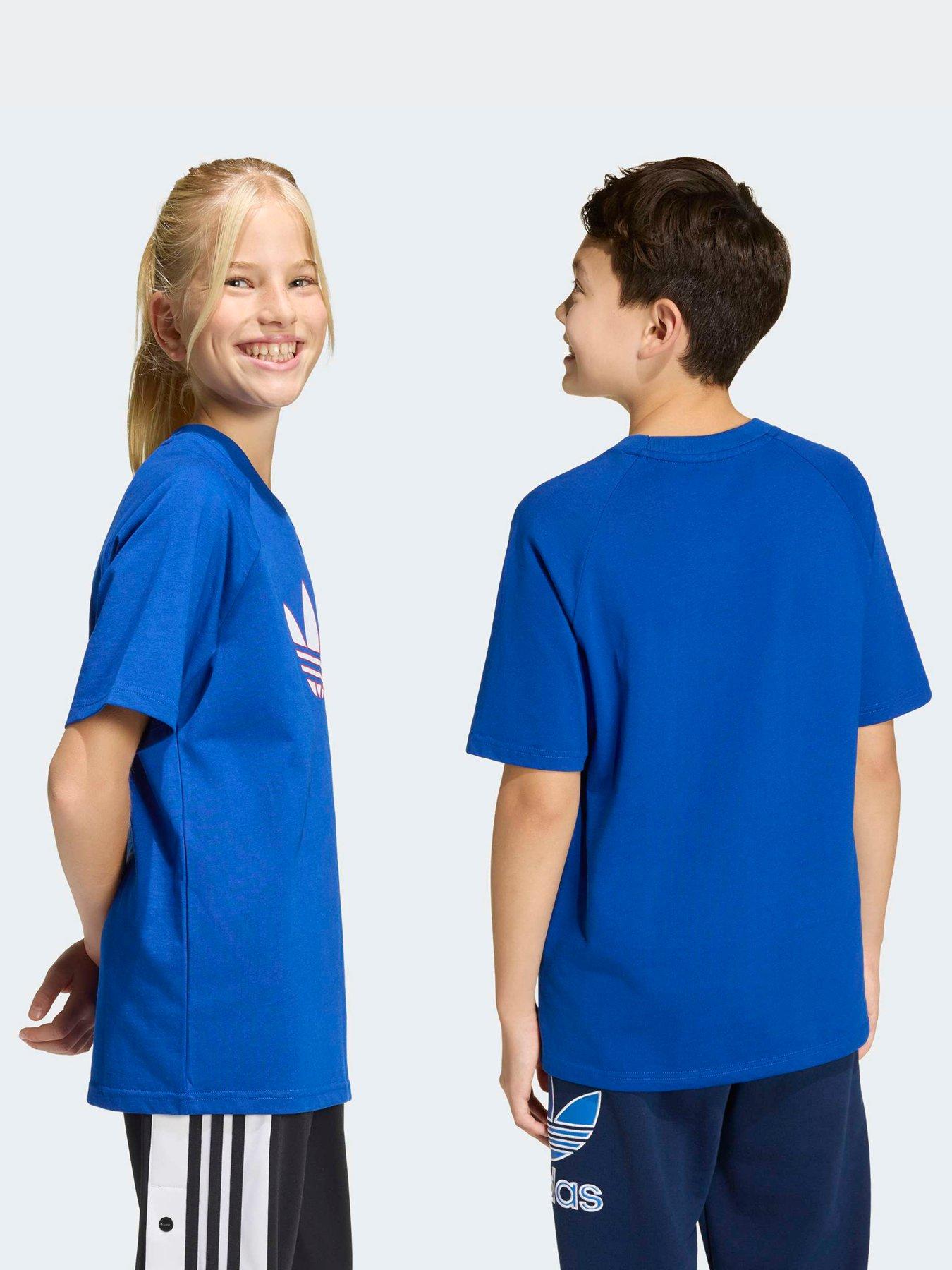 adidas Originals Junior Trefoil Logo Tee - Blue | Very