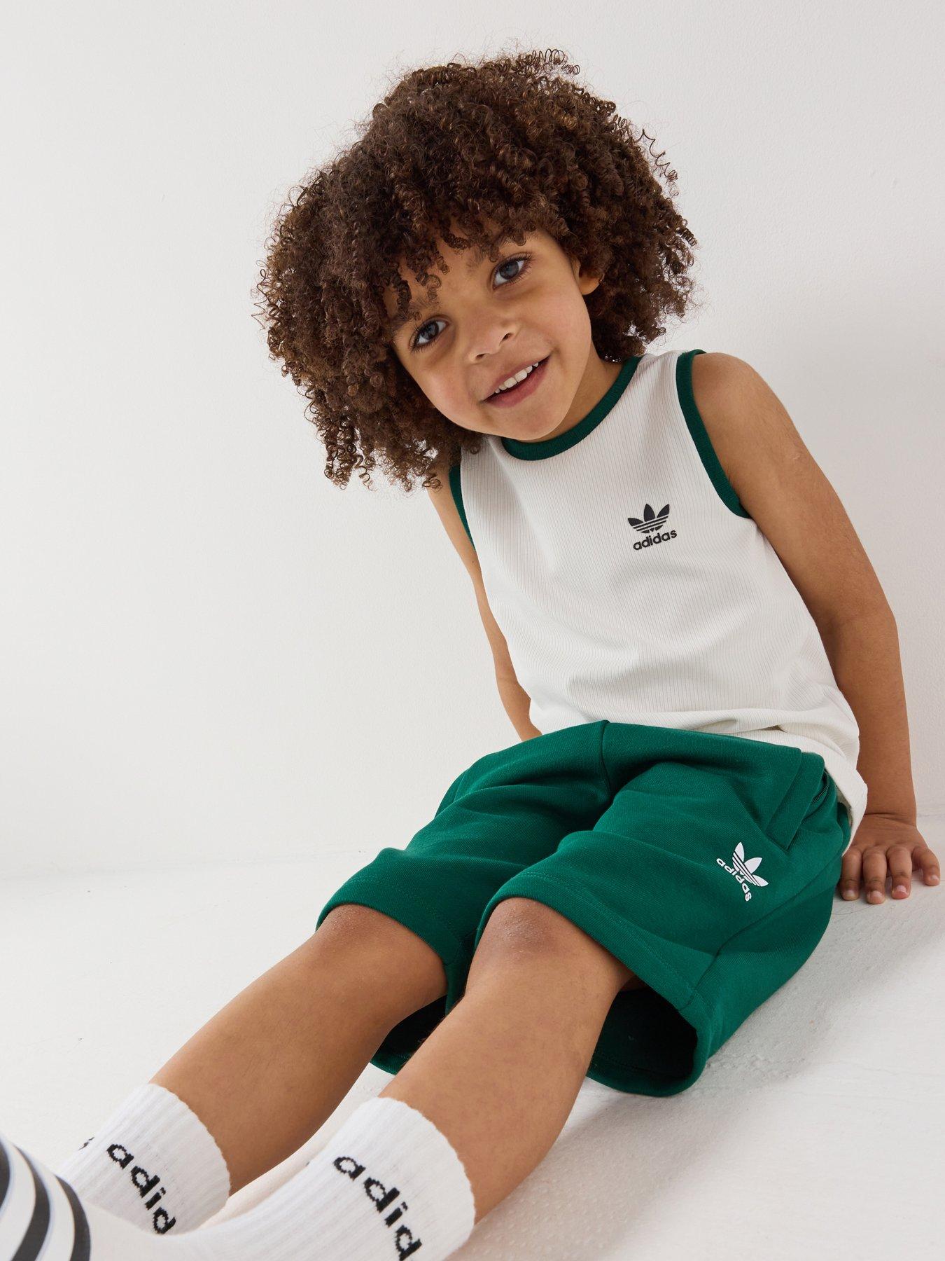 Image 1 of 6 of adidas Originals Kids Boy's Regular Rib Short Tank Set - Green