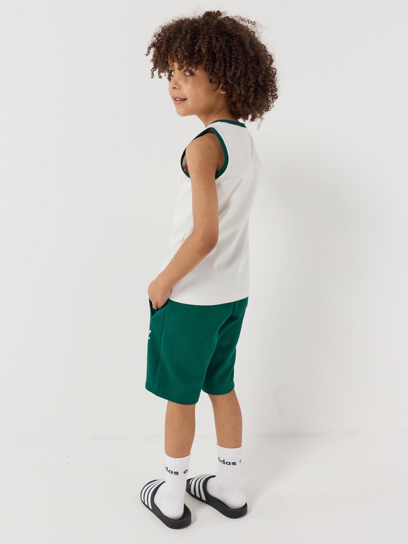 Image 2 of 6 of adidas Originals Kids Boy's Regular Rib Short Tank Set - Green