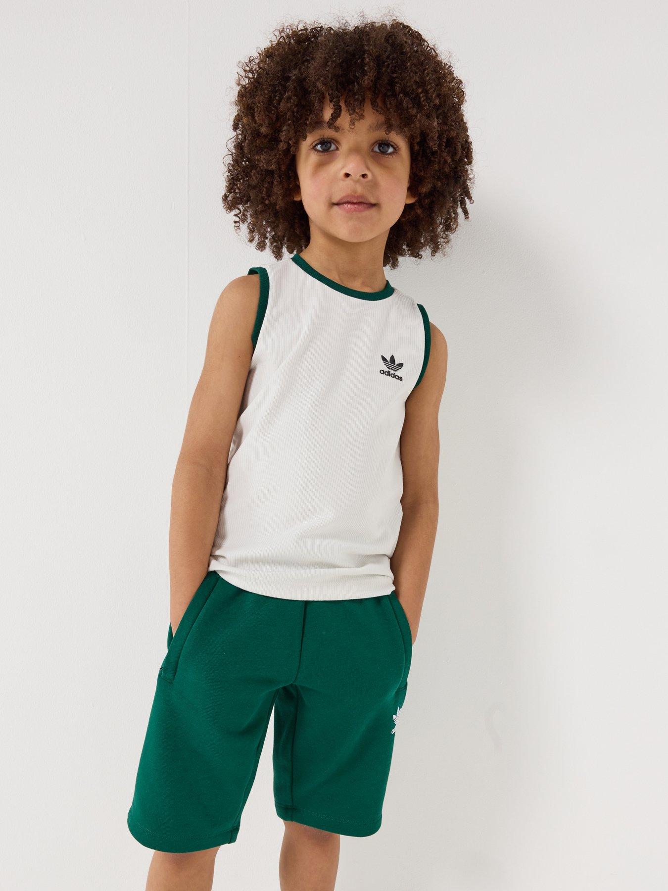 Image 5 of 6 of adidas Originals Kids Boy's Regular Rib Short Tank Set - Green