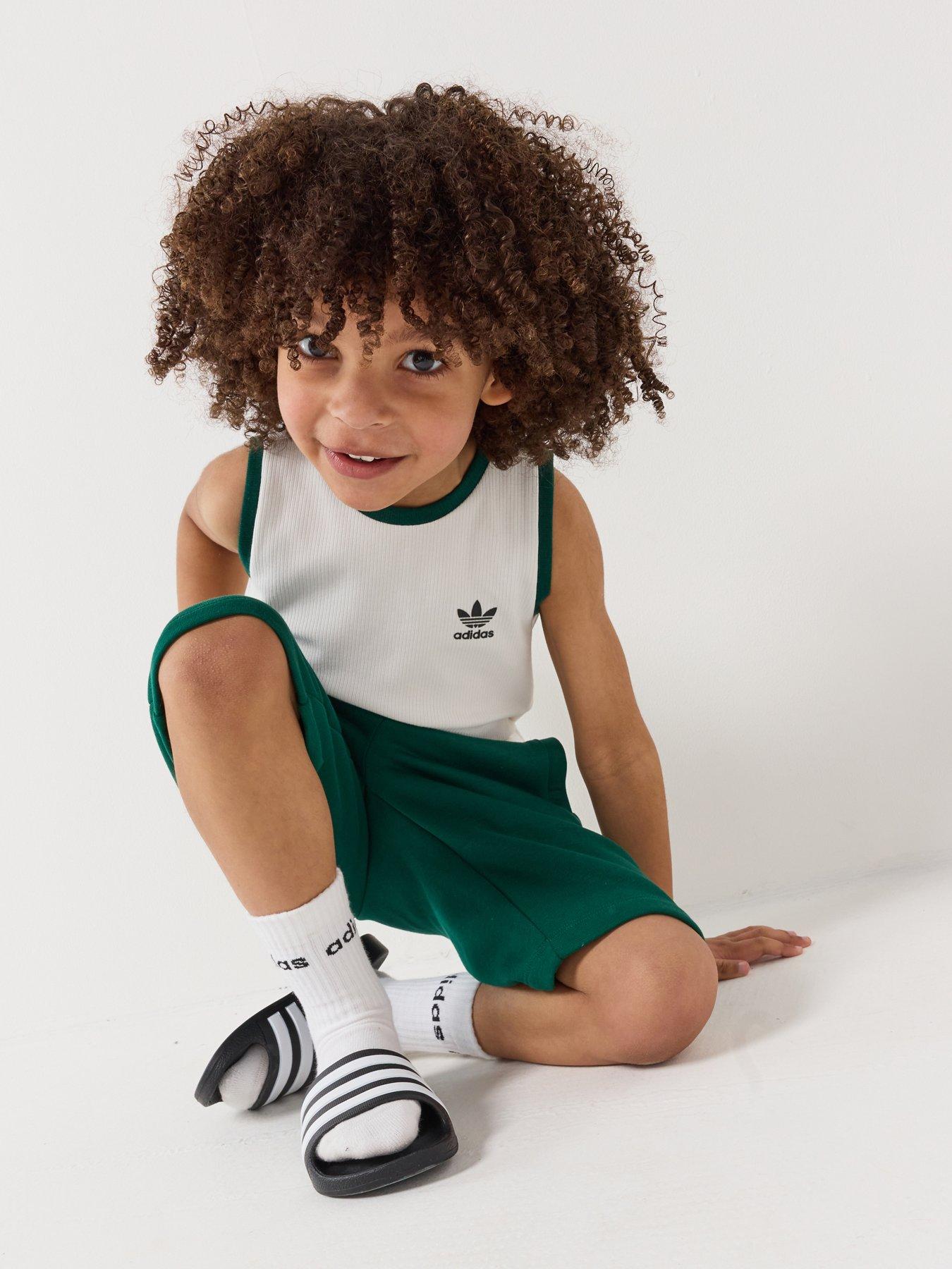 Image 6 of 6 of adidas Originals Kids Boy's Regular Rib Short Tank Set - Green