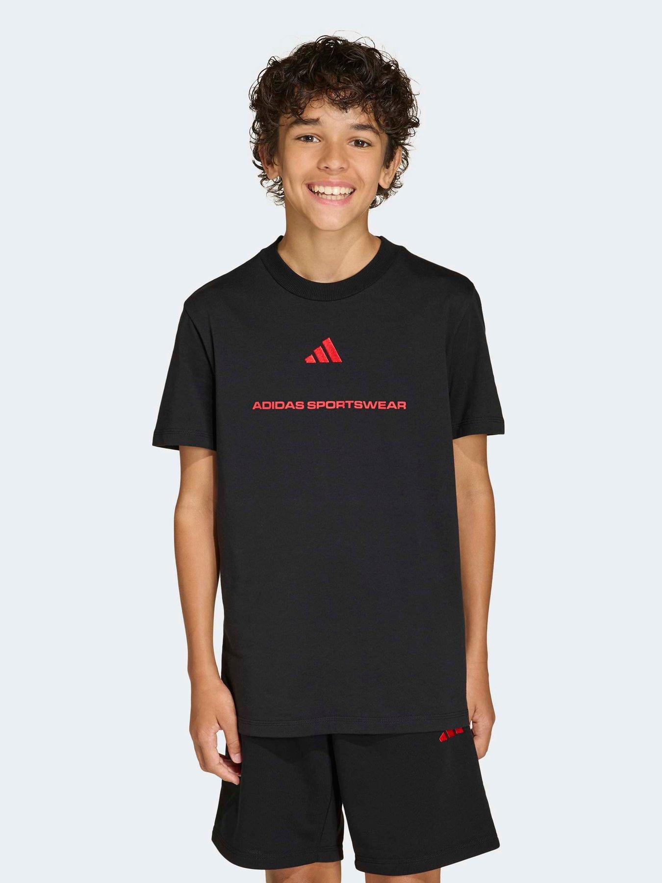 adidas Sportswear Junior Boys Adidas Boys Slogan Single Jersey T-shirt - Black