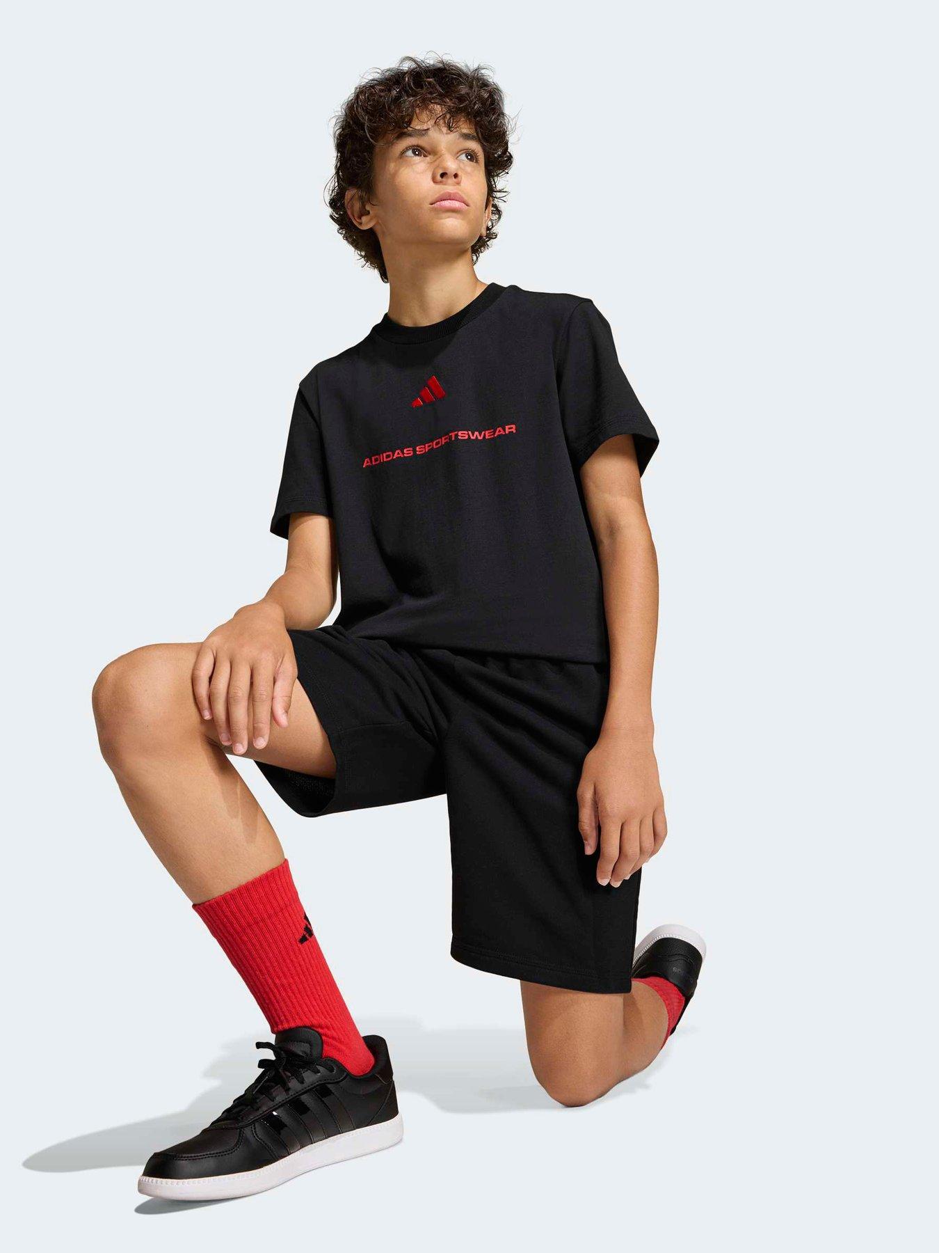 Image 3 of 6 of adidas Sportswear Junior Boys Boys Slogan Single Jersey T-Shirt - Black